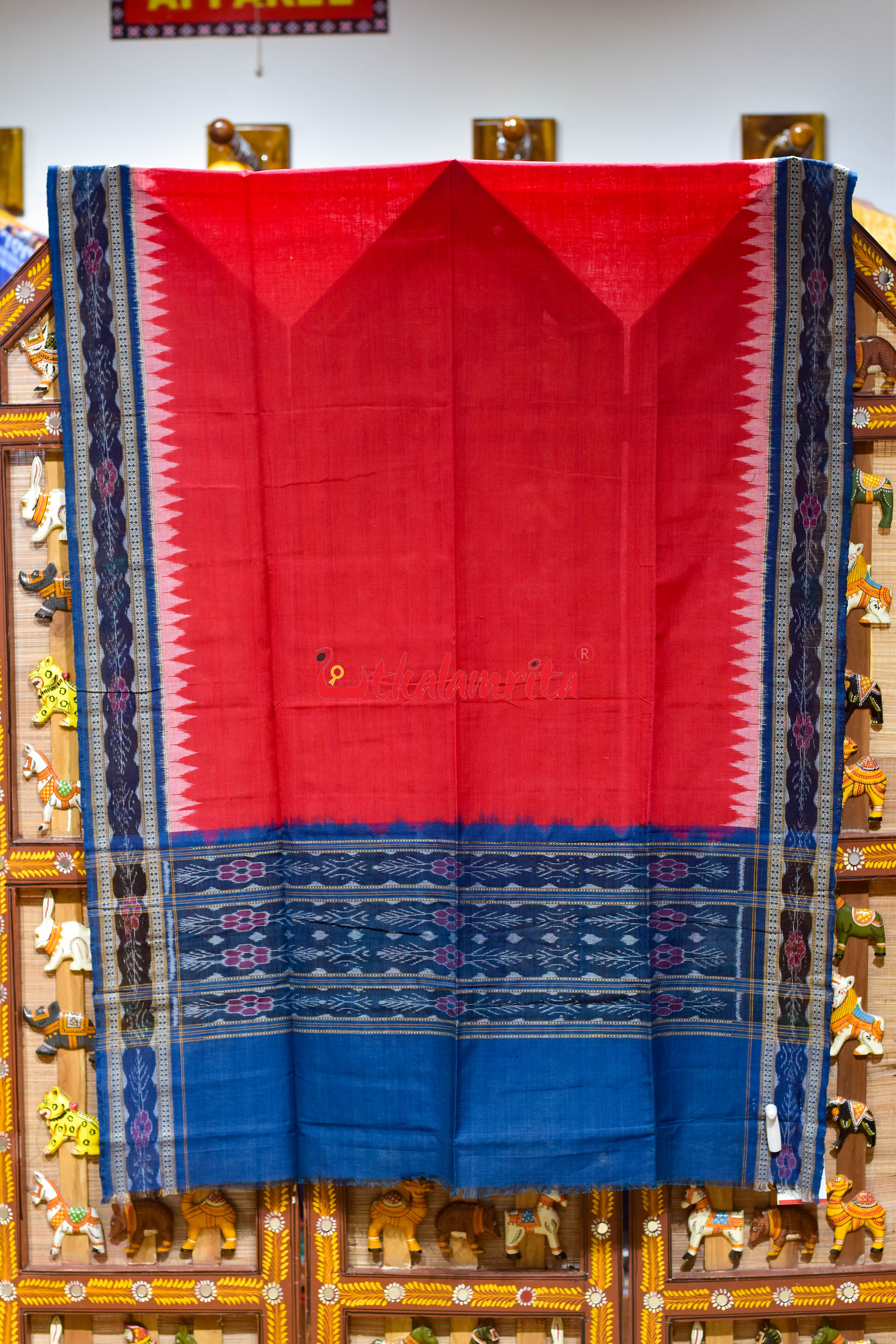 Red Olive Flower Bandha Cotton (Dupatta)