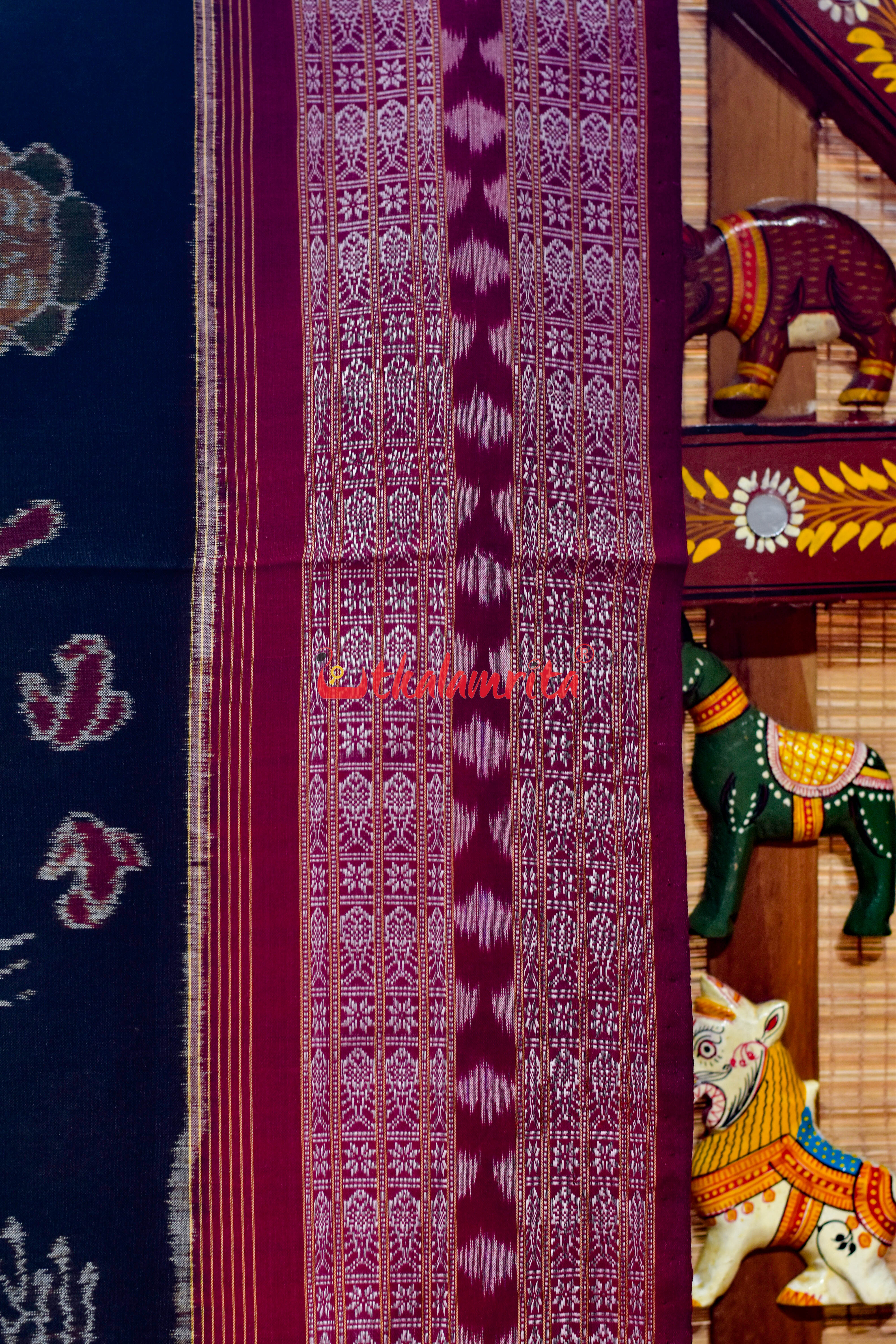 Black NuaKhai Sambalpuri Cotton Saree