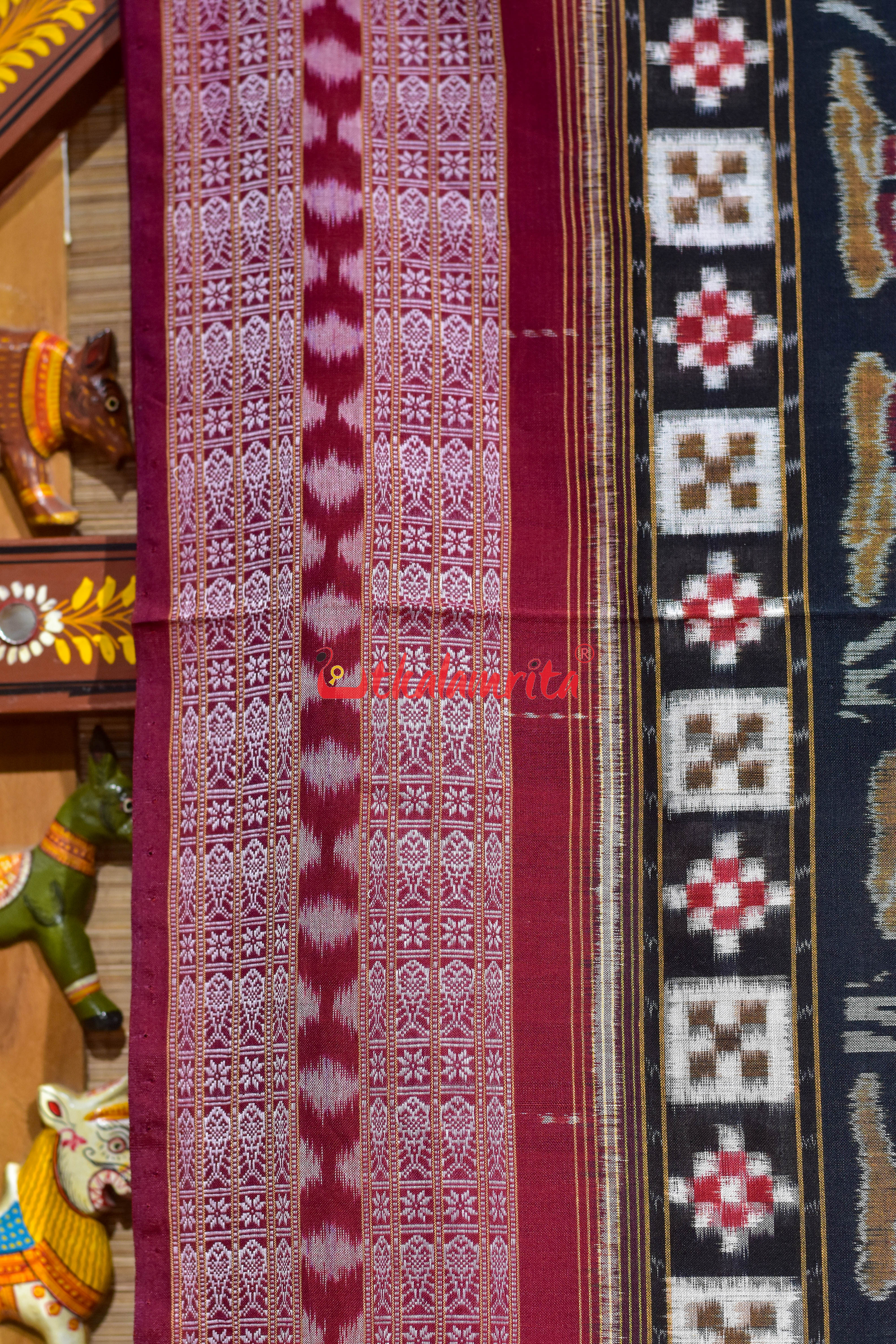 Black NuaKhai Sambalpuri Cotton Saree