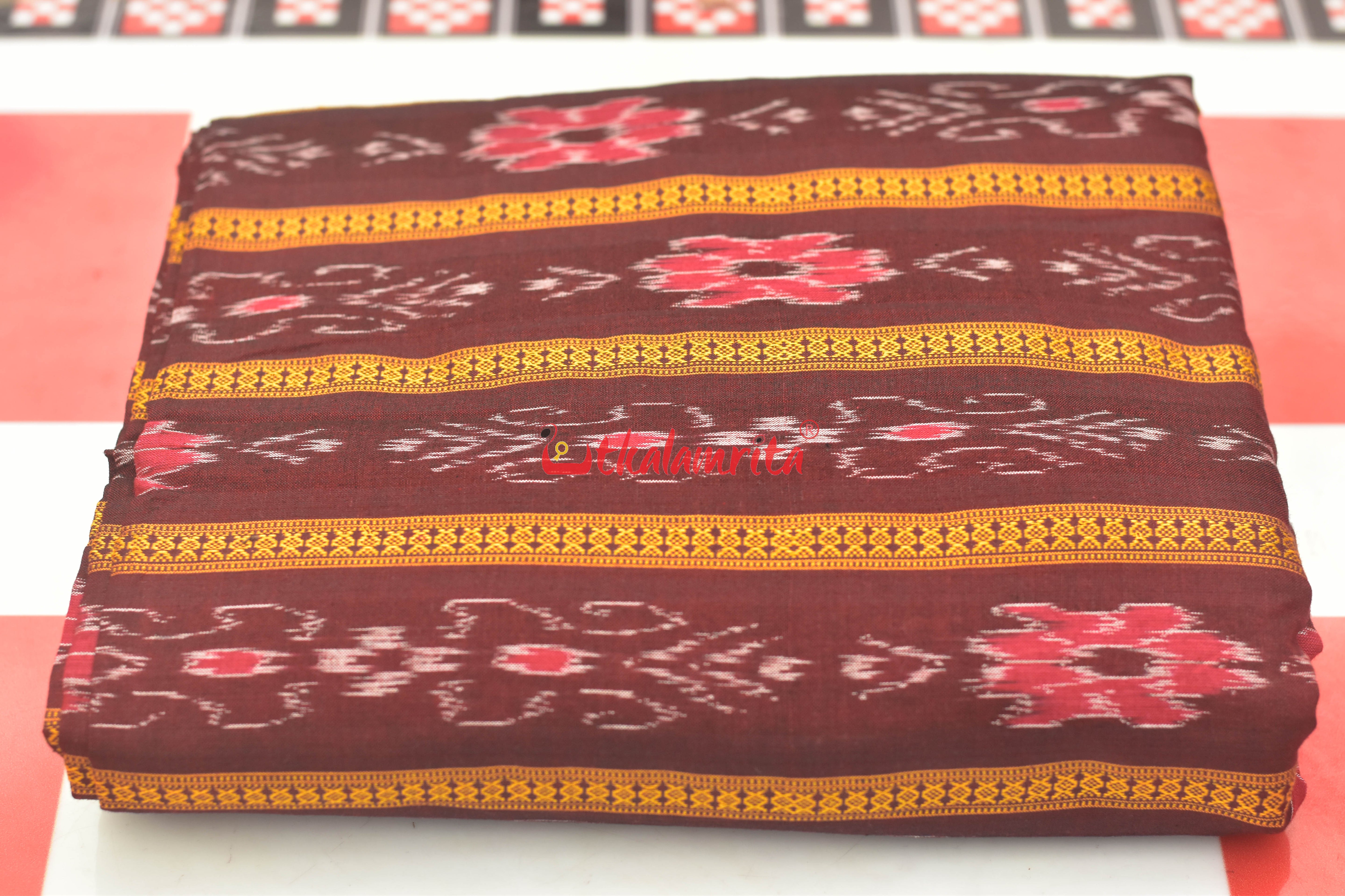 Maroon With Flower Ikat (Fabric)