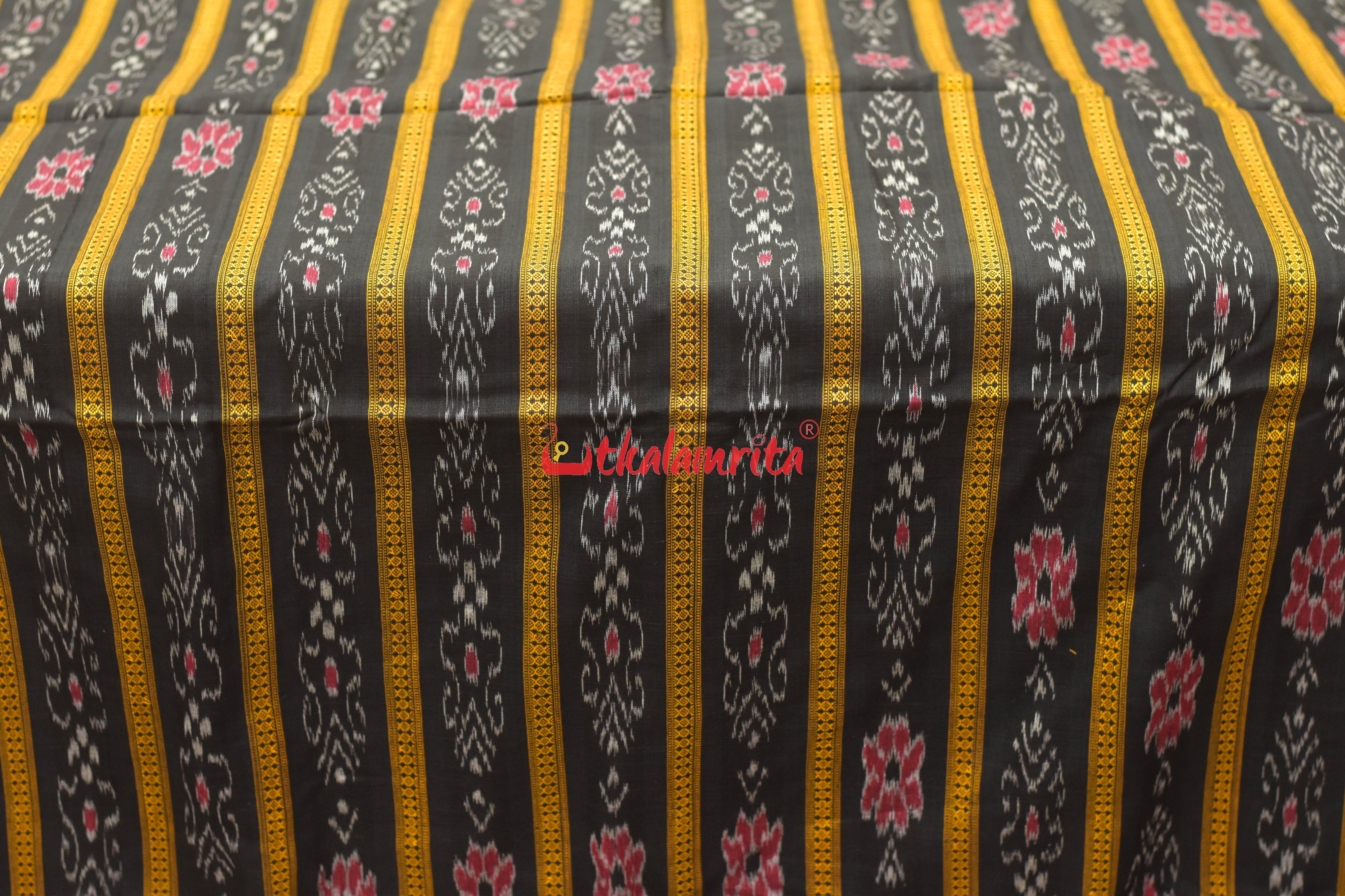 Black With Flower Ikat (Fabric)