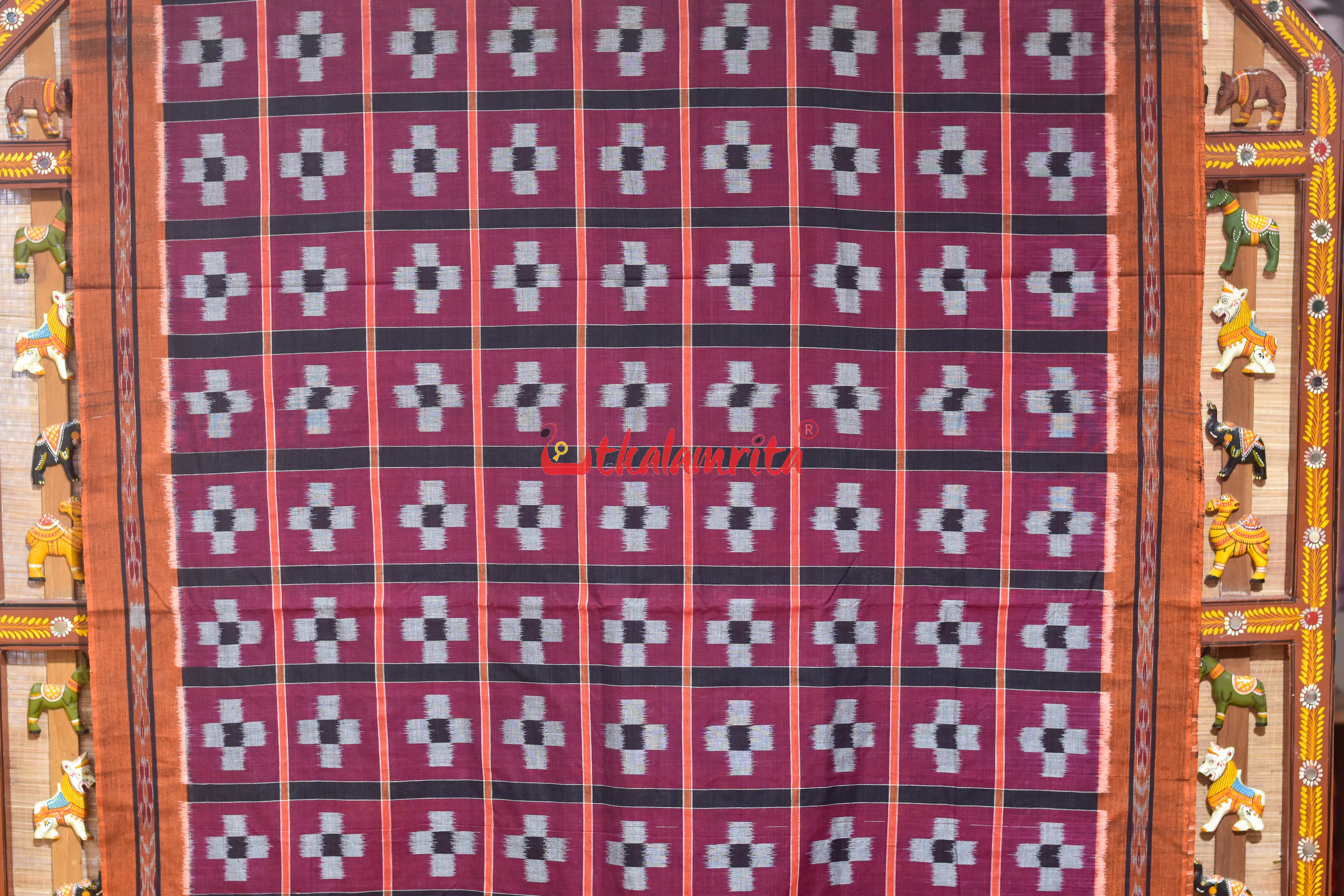 9 Kuthi Pasapali Purple khandua Cotton Saree