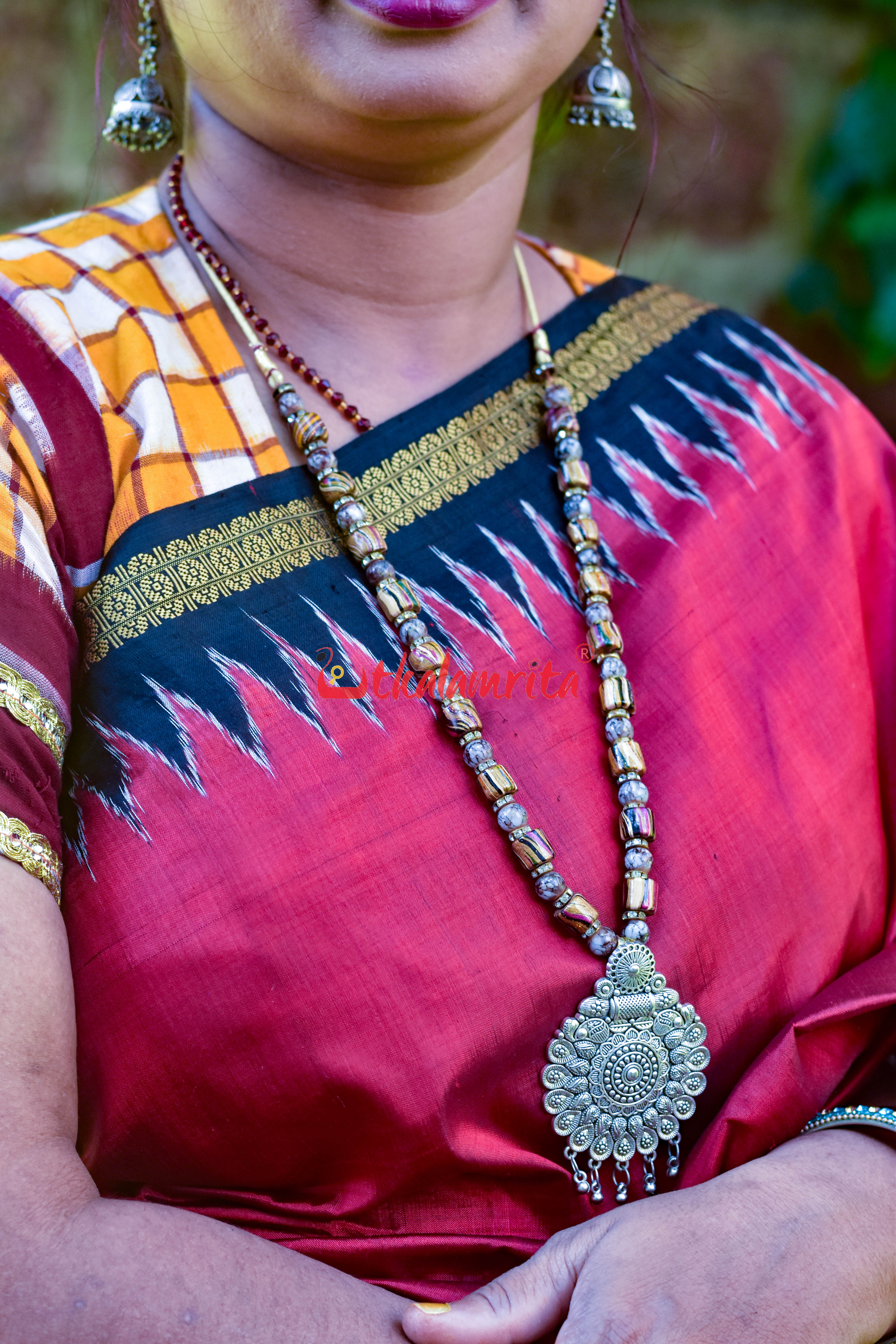 Ekphuliya Maroon Khandua Silk Saree