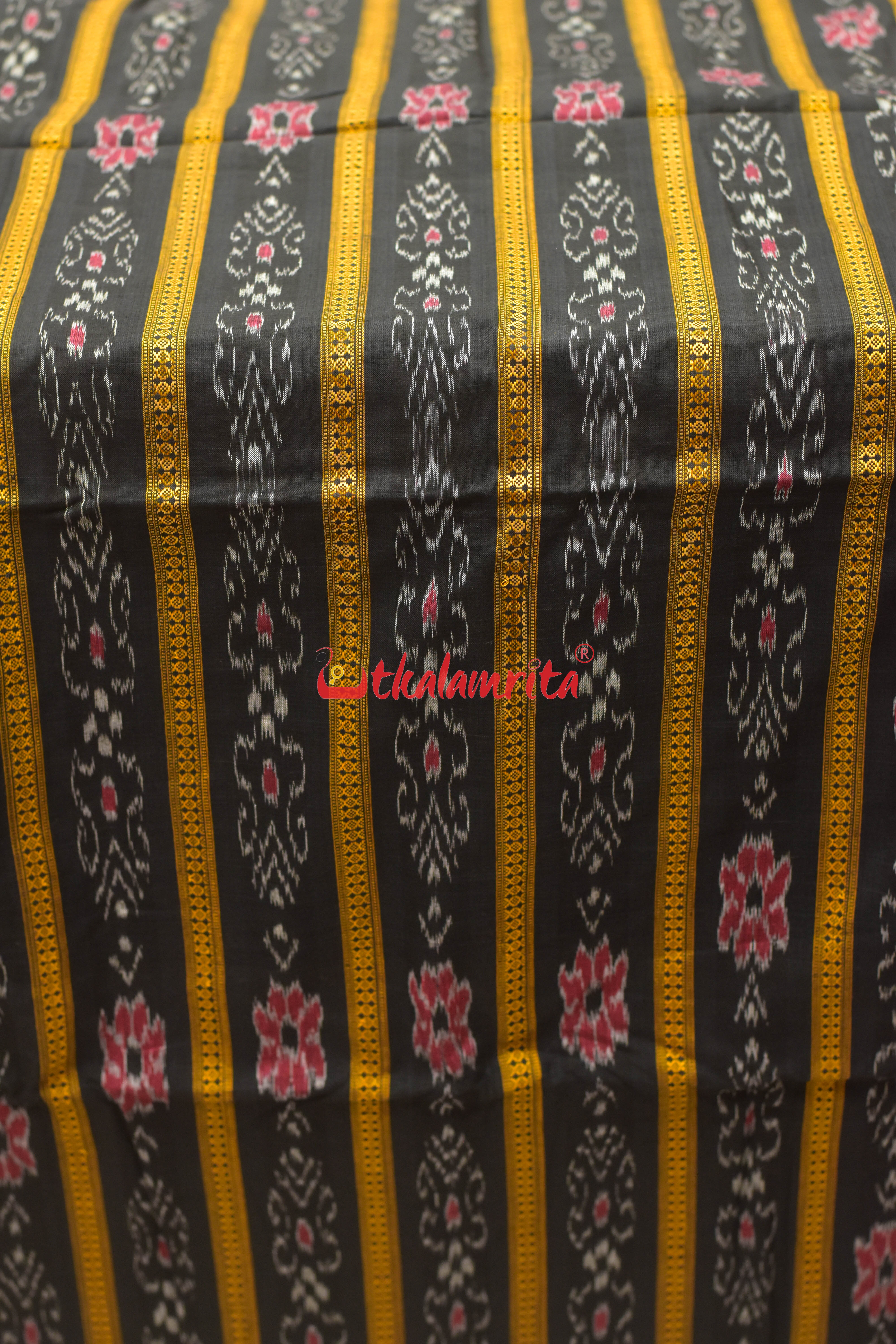 Black With Flower Ikat (Fabric)