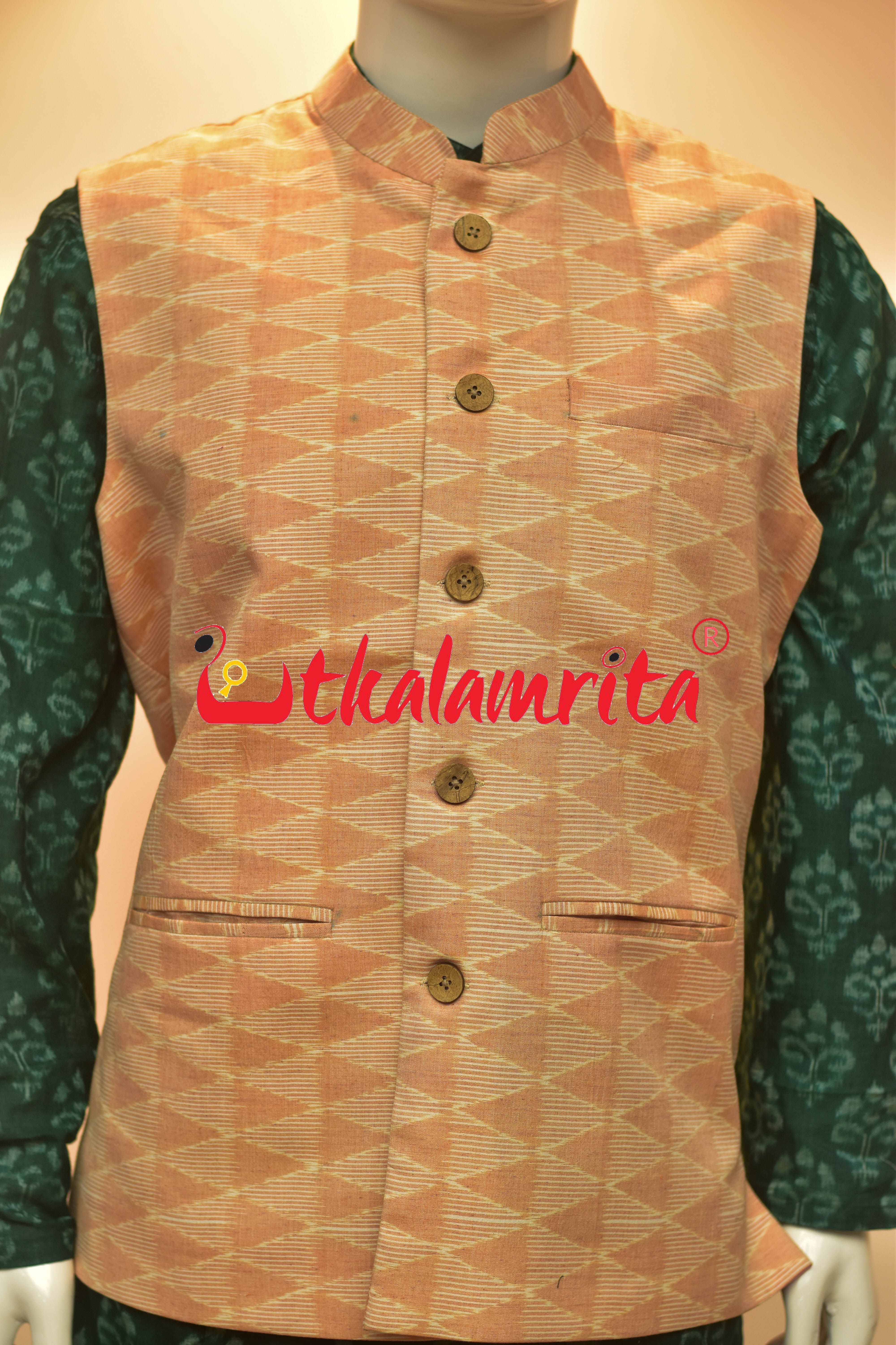 Peach Triangle Lines Ikat (Modi Jacket)
