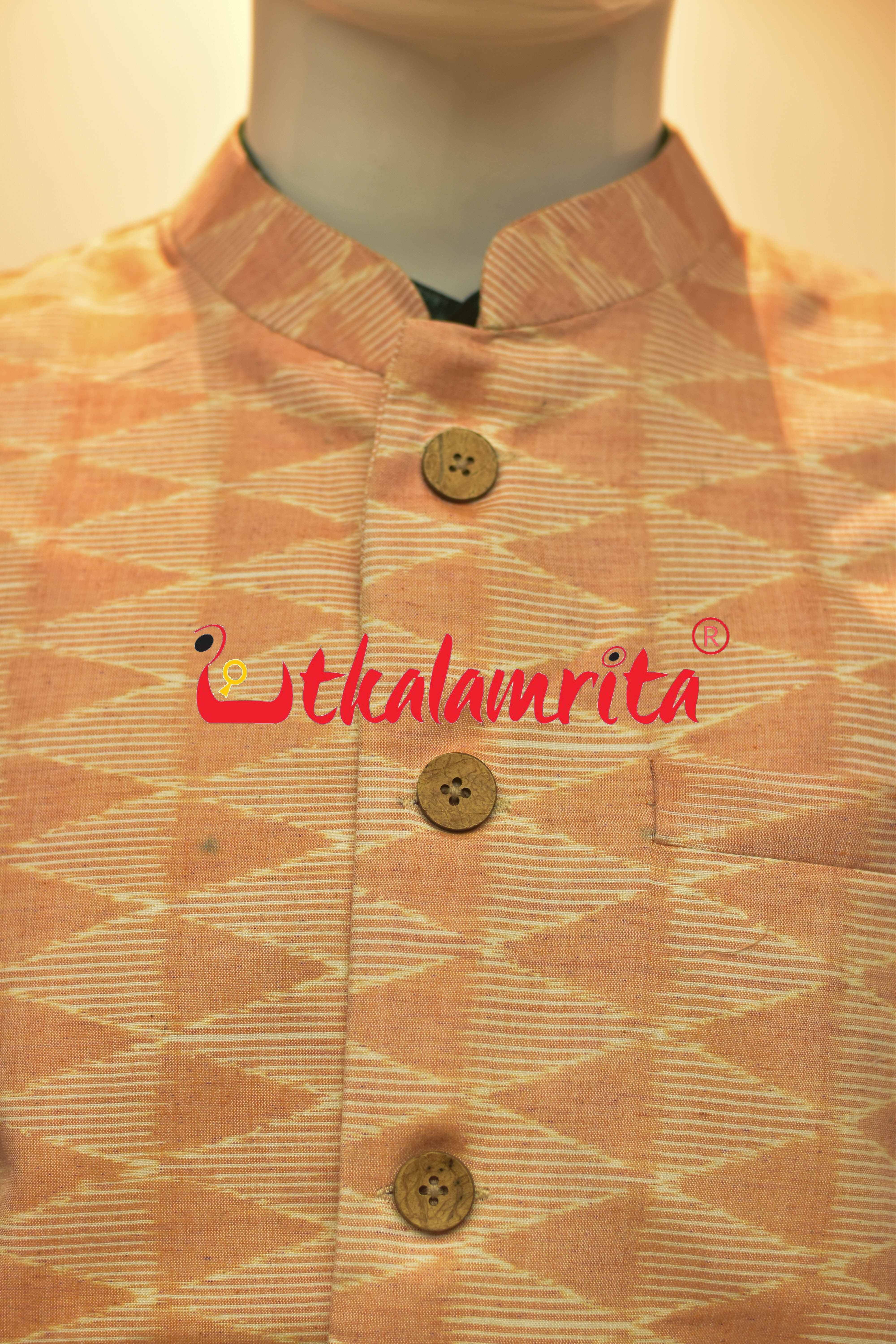 Peach Triangle Lines Ikat (Modi Jacket)