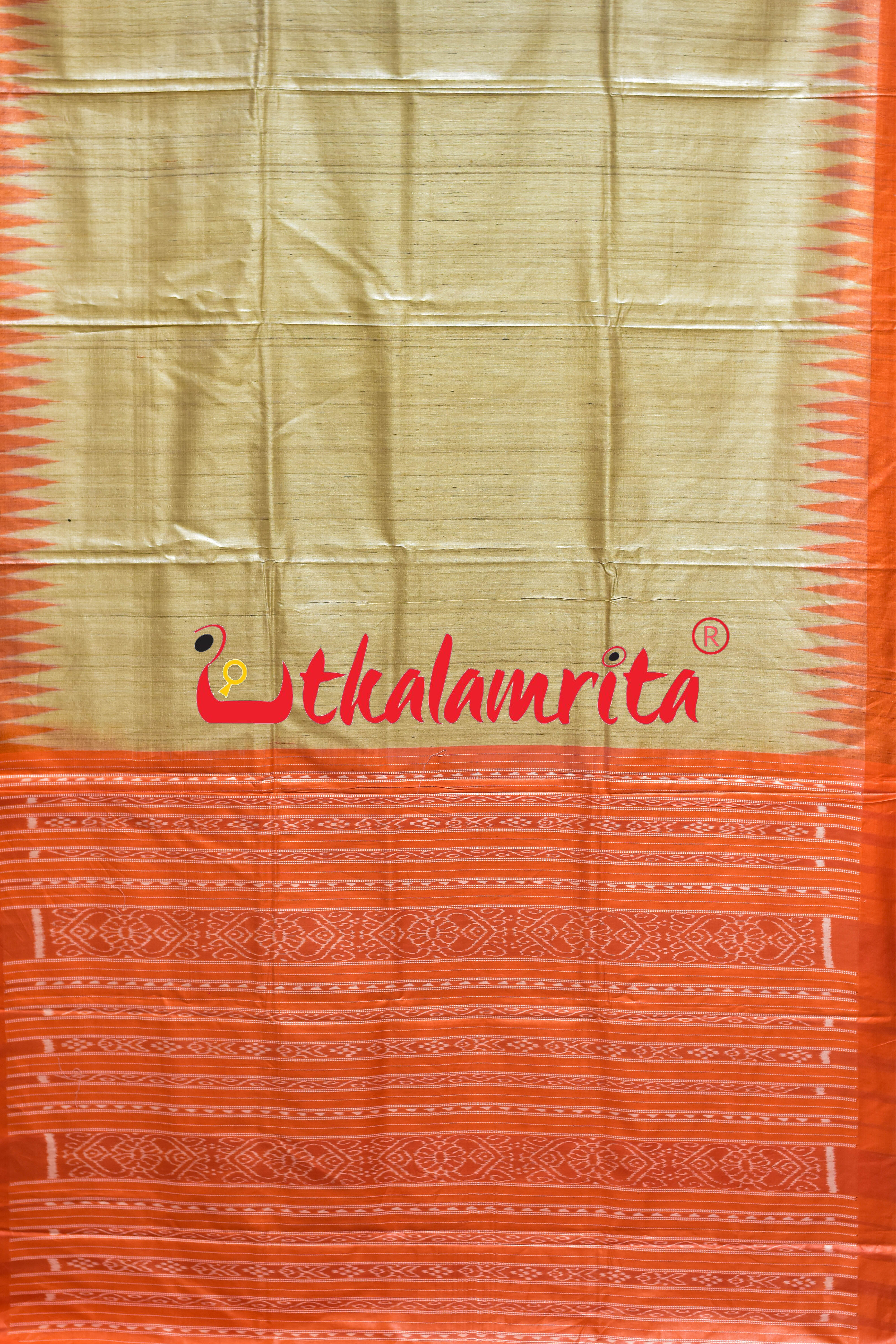Natural Body Orange Border Gopalpur Tussar Silk Saree