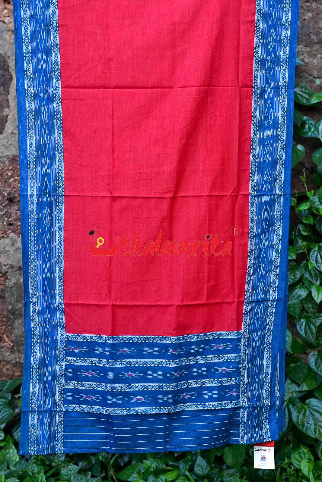 Tea Blue Red Pasapali Long Flower Bandha Dress Set