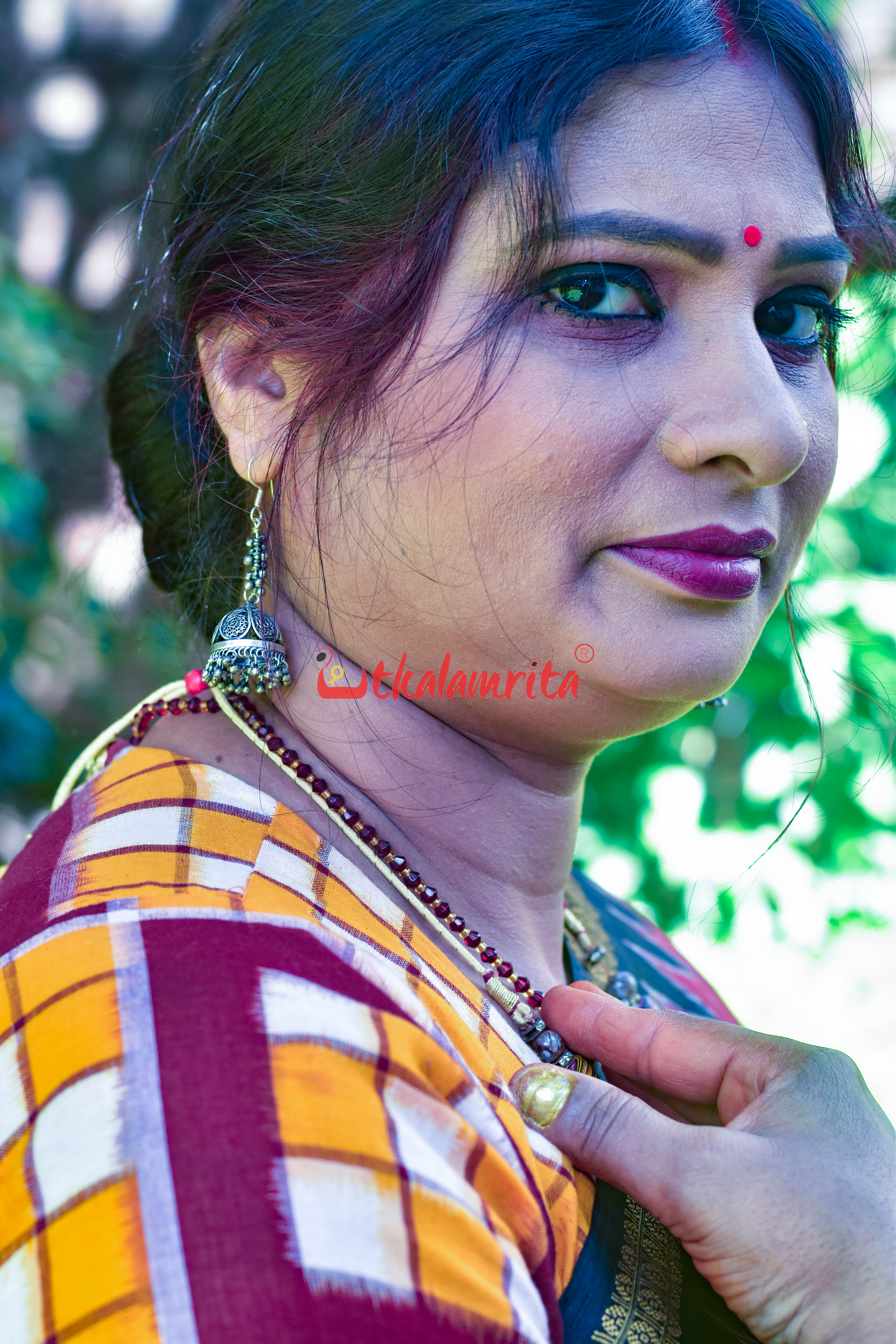 Ekphuliya Maroon Khandua Silk Saree
