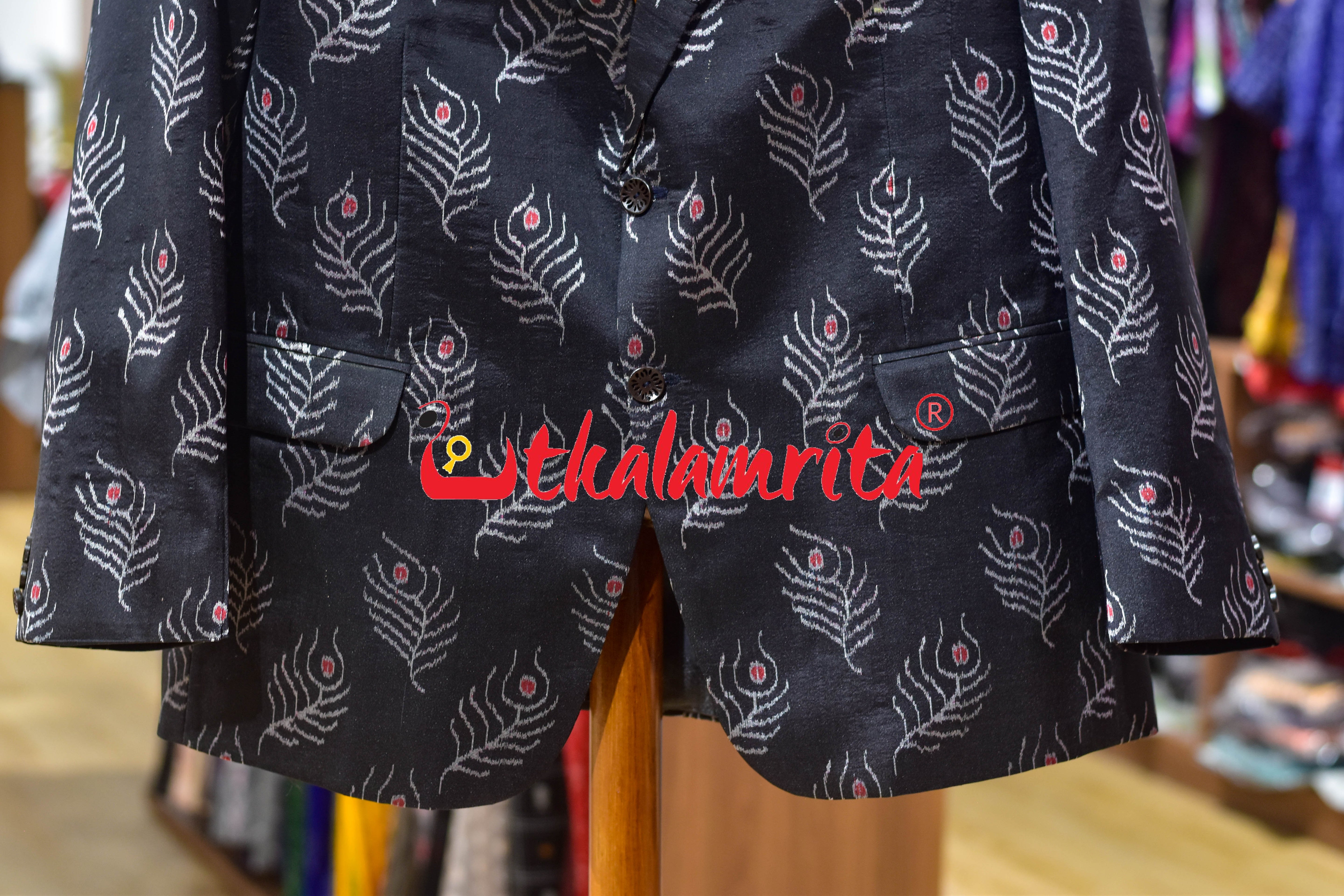 Black Mayurachandrika Sambalpuri Silk (Men's Blazer)