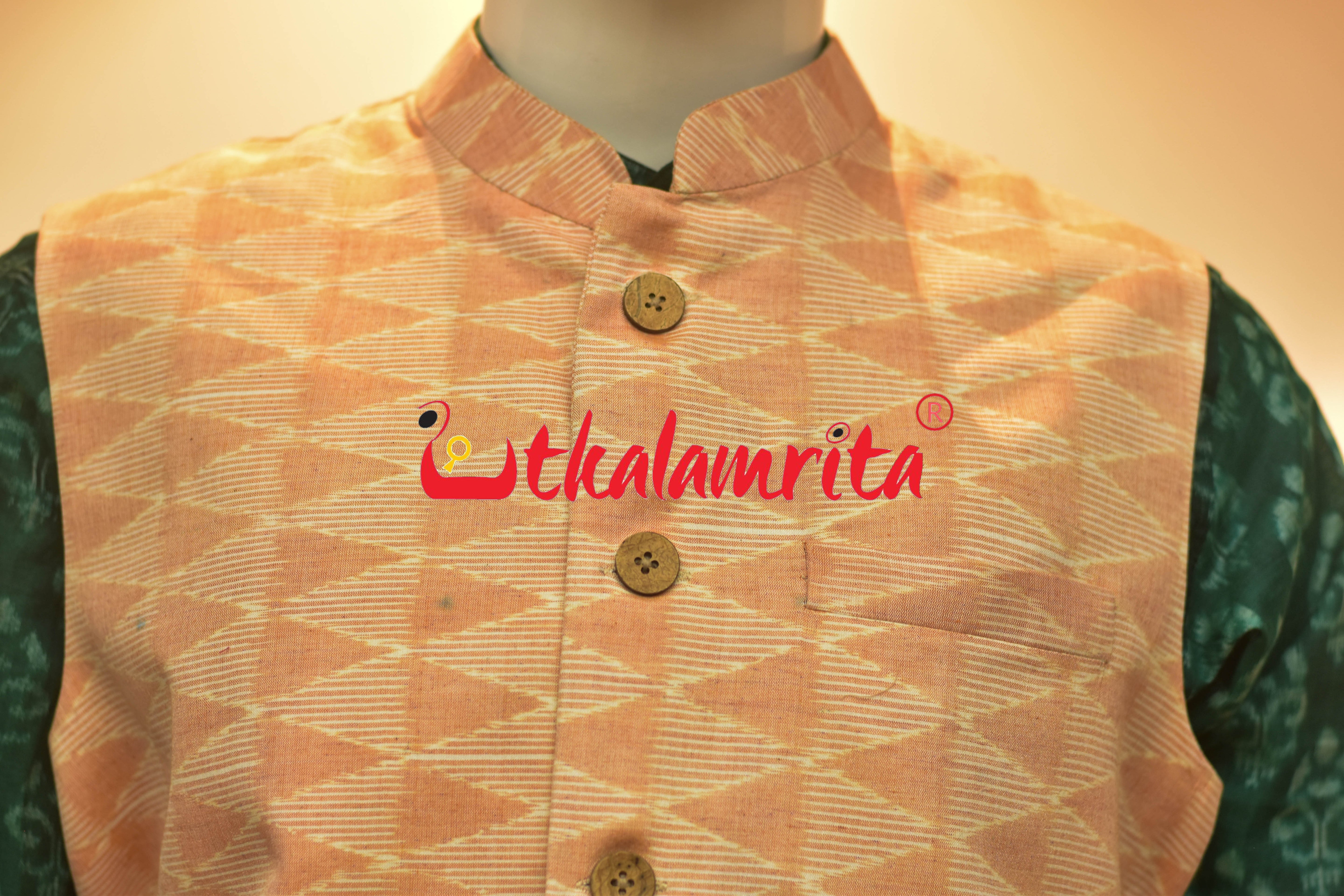 Peach Triangle Lines Ikat (Modi Jacket)