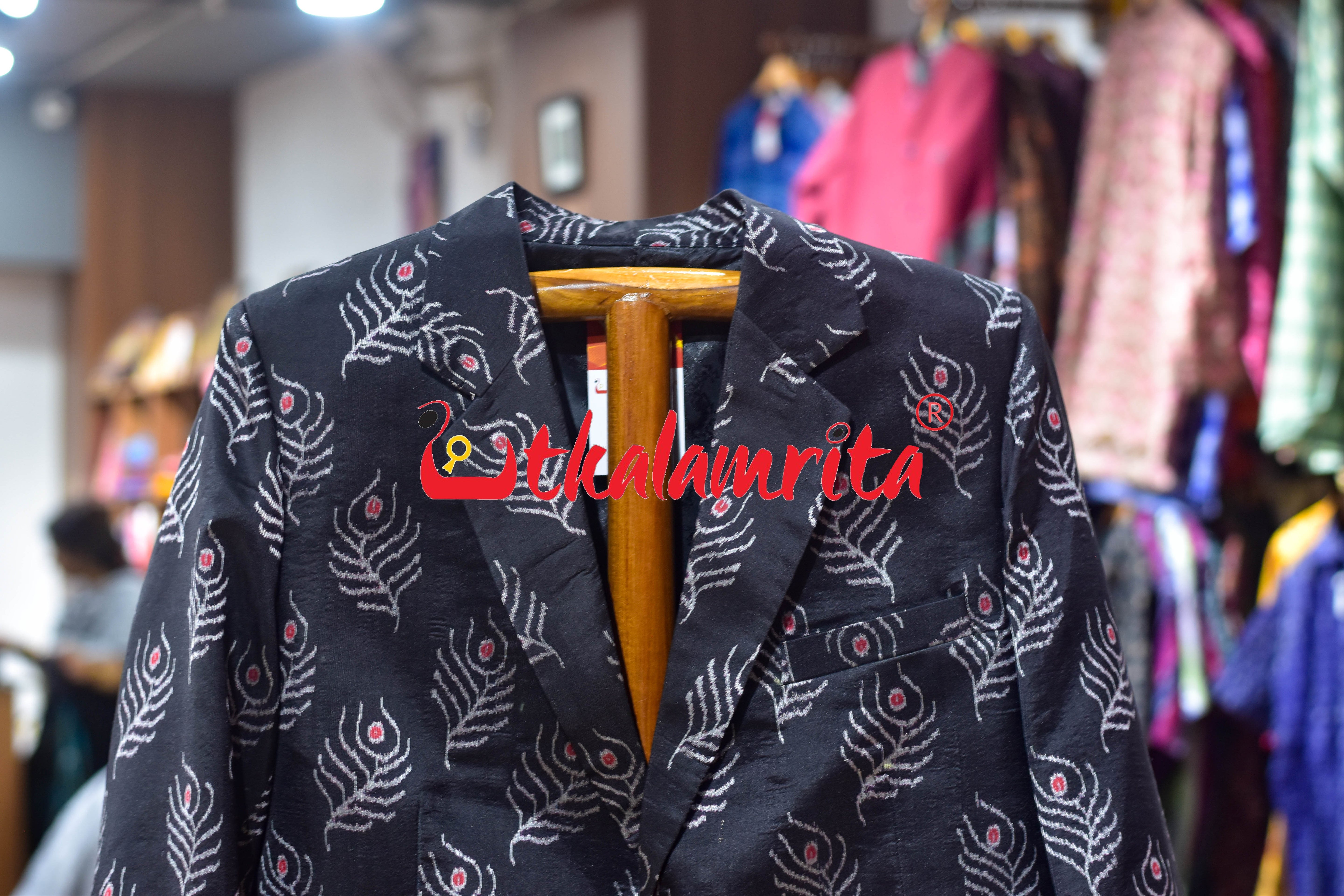 Black Mayurachandrika Sambalpuri Silk (Men's Blazer)
