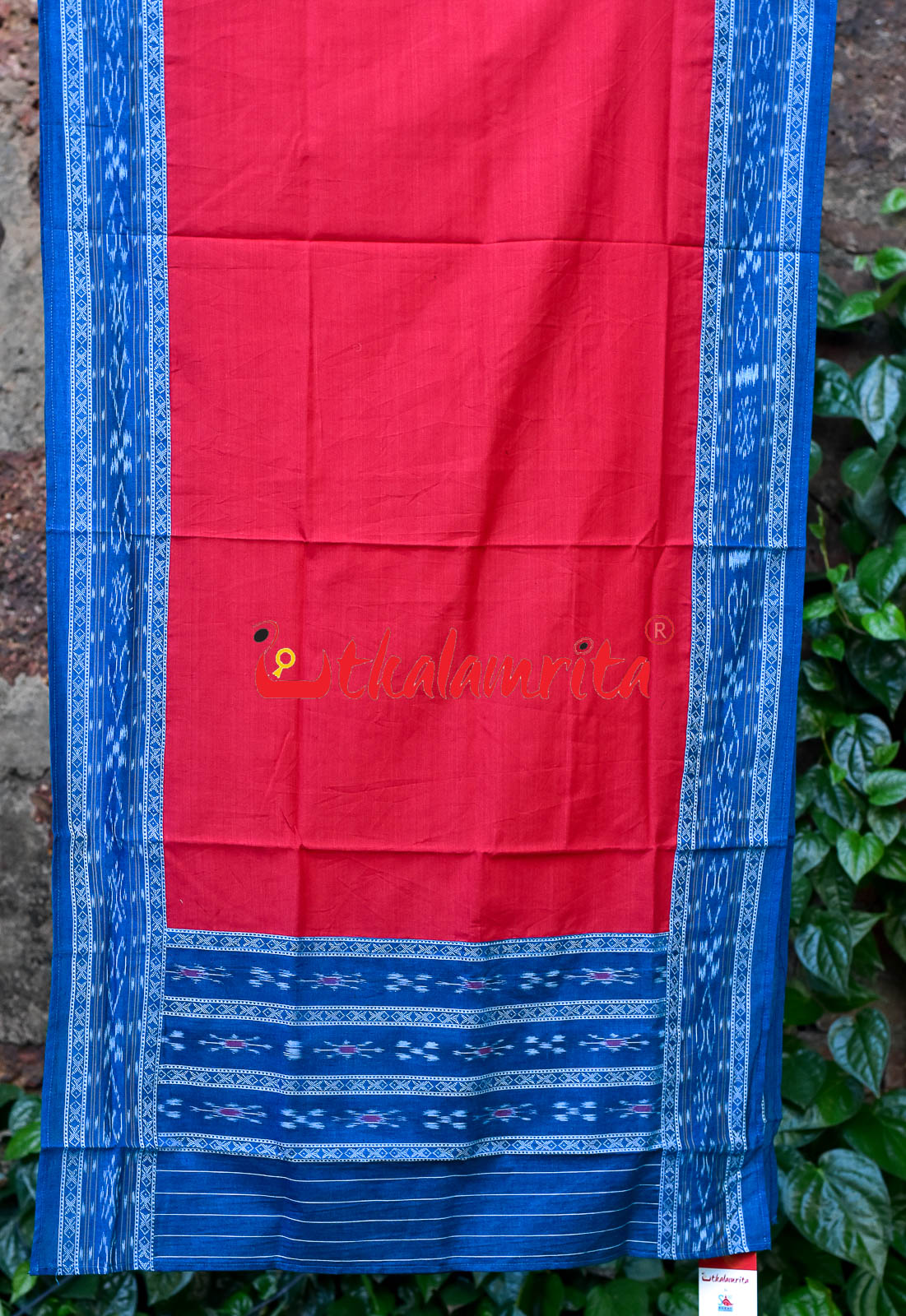 Tea Blue Red Pasapali Long Flower Bandha Dress Set