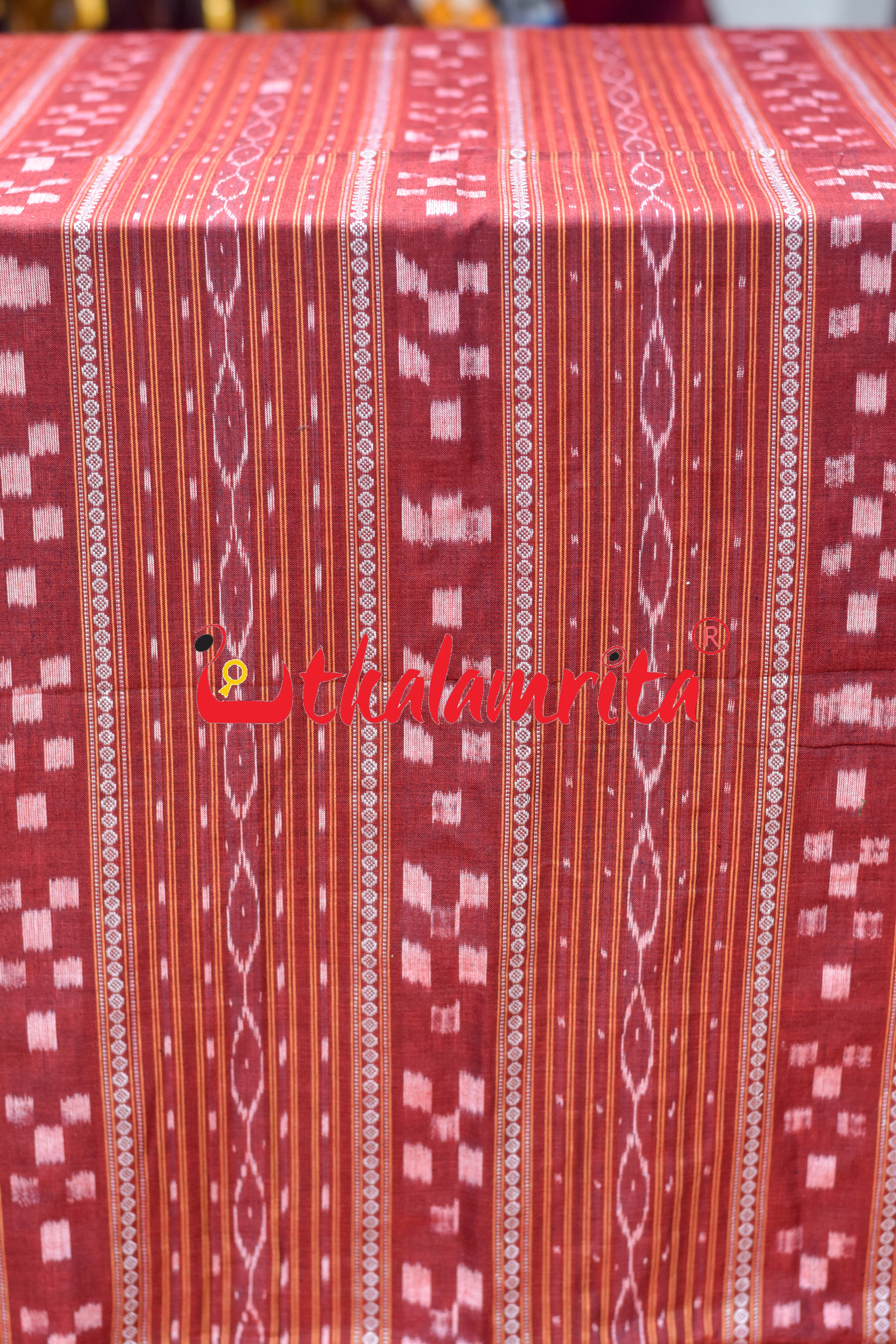 Maroon Pasapali Ikat Cotton (Fabric)