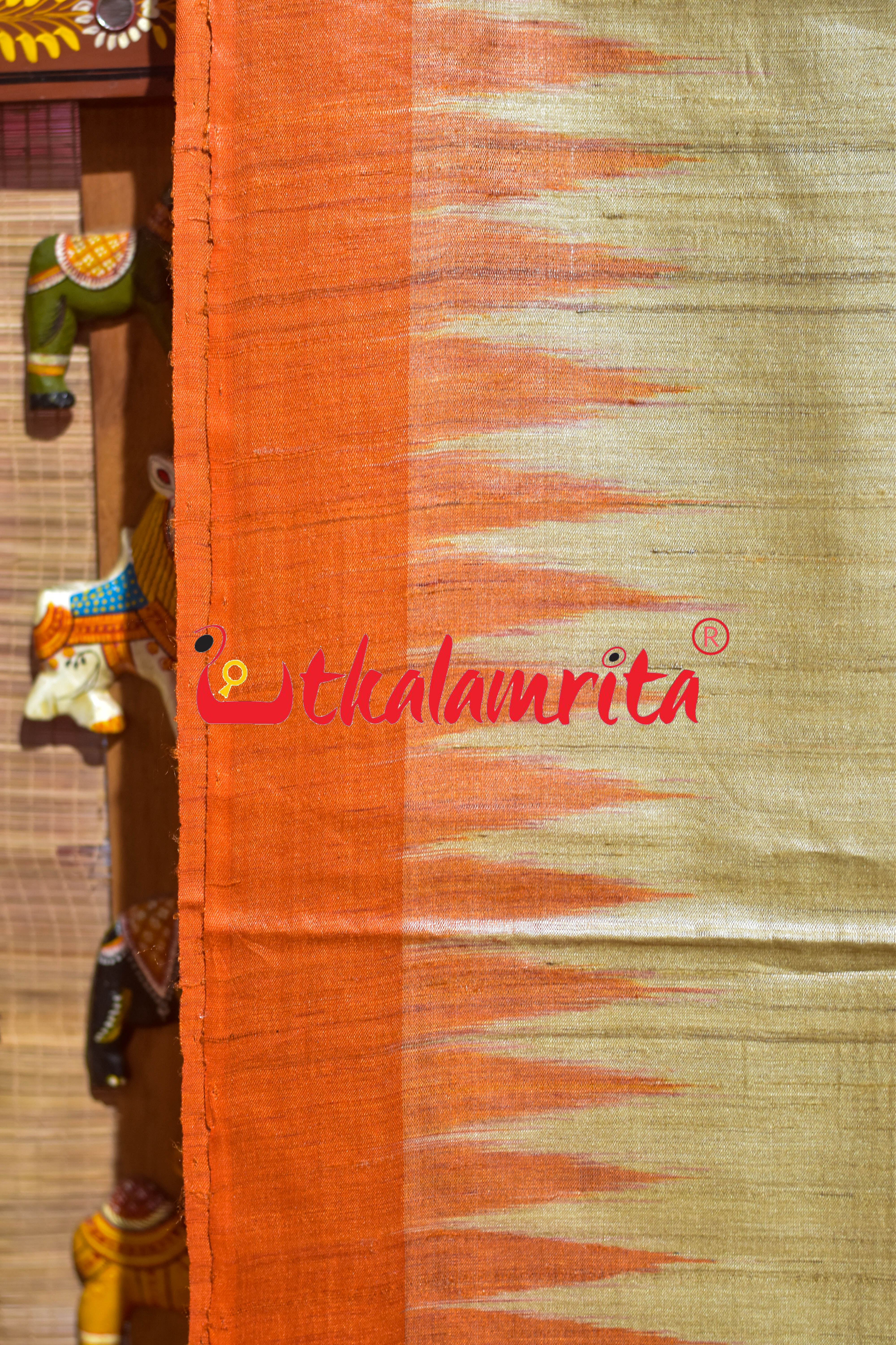 Natural Body Orange Border Gopalpur Tussar Silk Saree