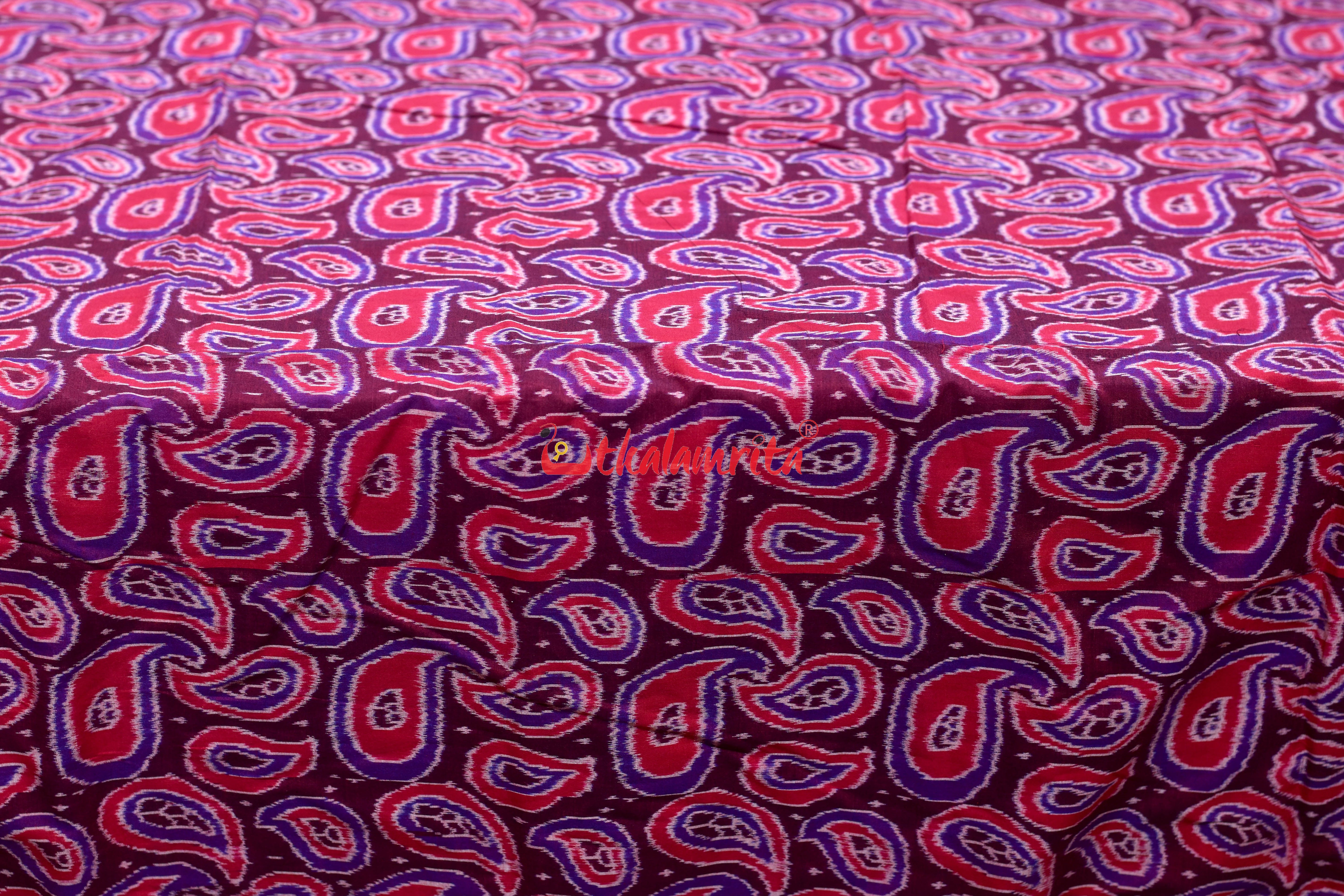 Maroon Red Amba Kasi Sambalpuri Cotton (Fabric)