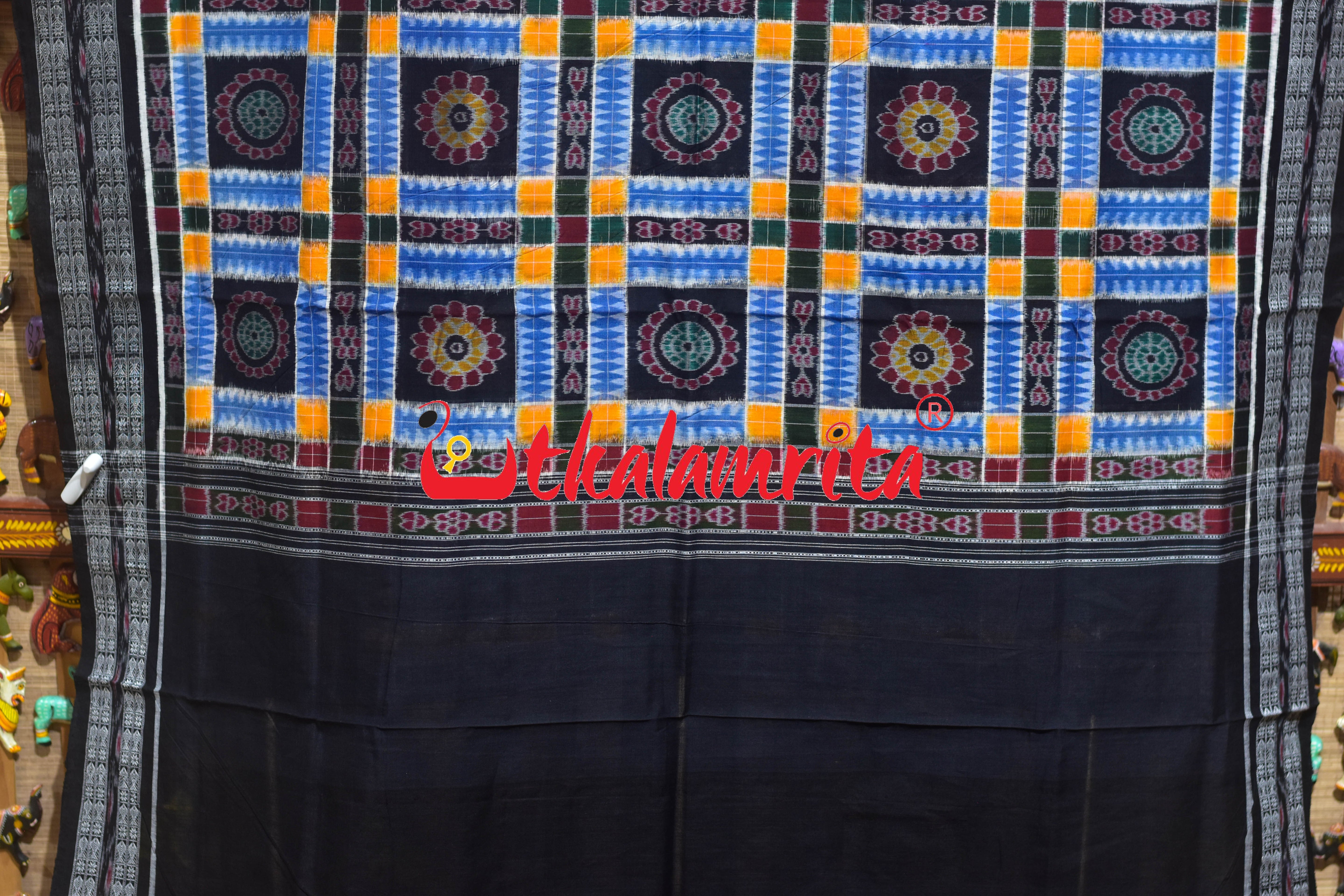 Utkala Lakhmi Green Black Sambalpuri Cotton Saree