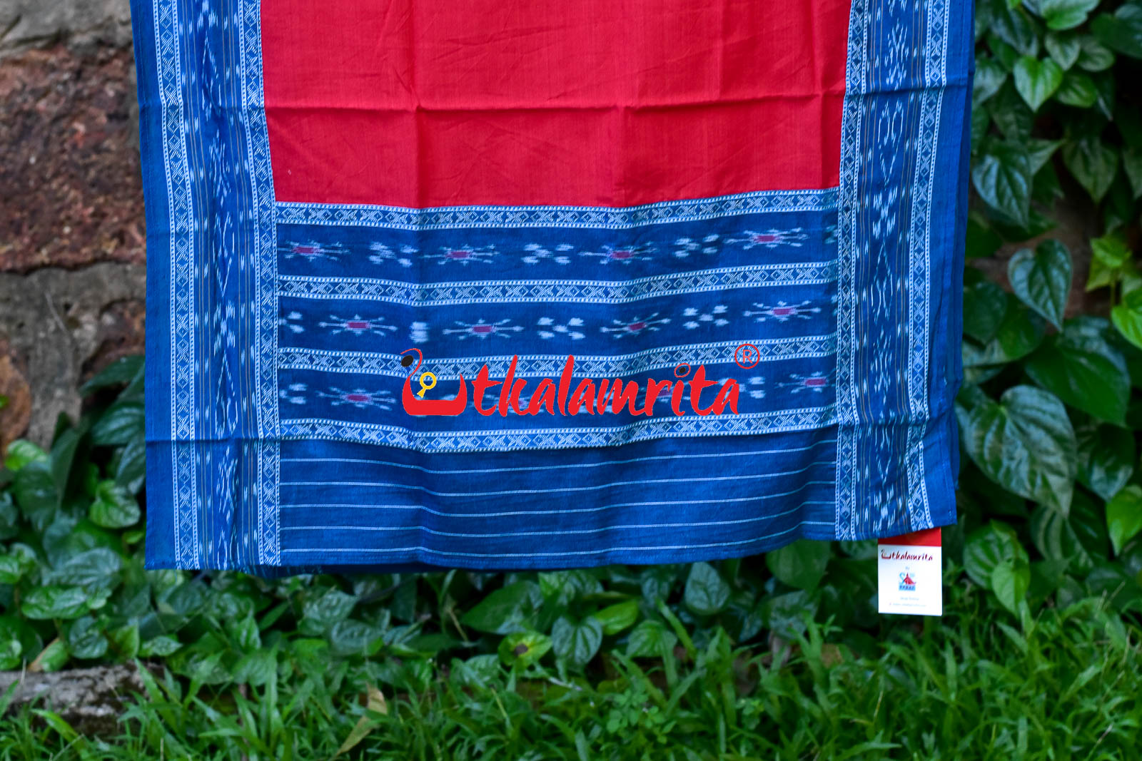 Tea Blue Red Pasapali Long Flower Bandha Dress Set