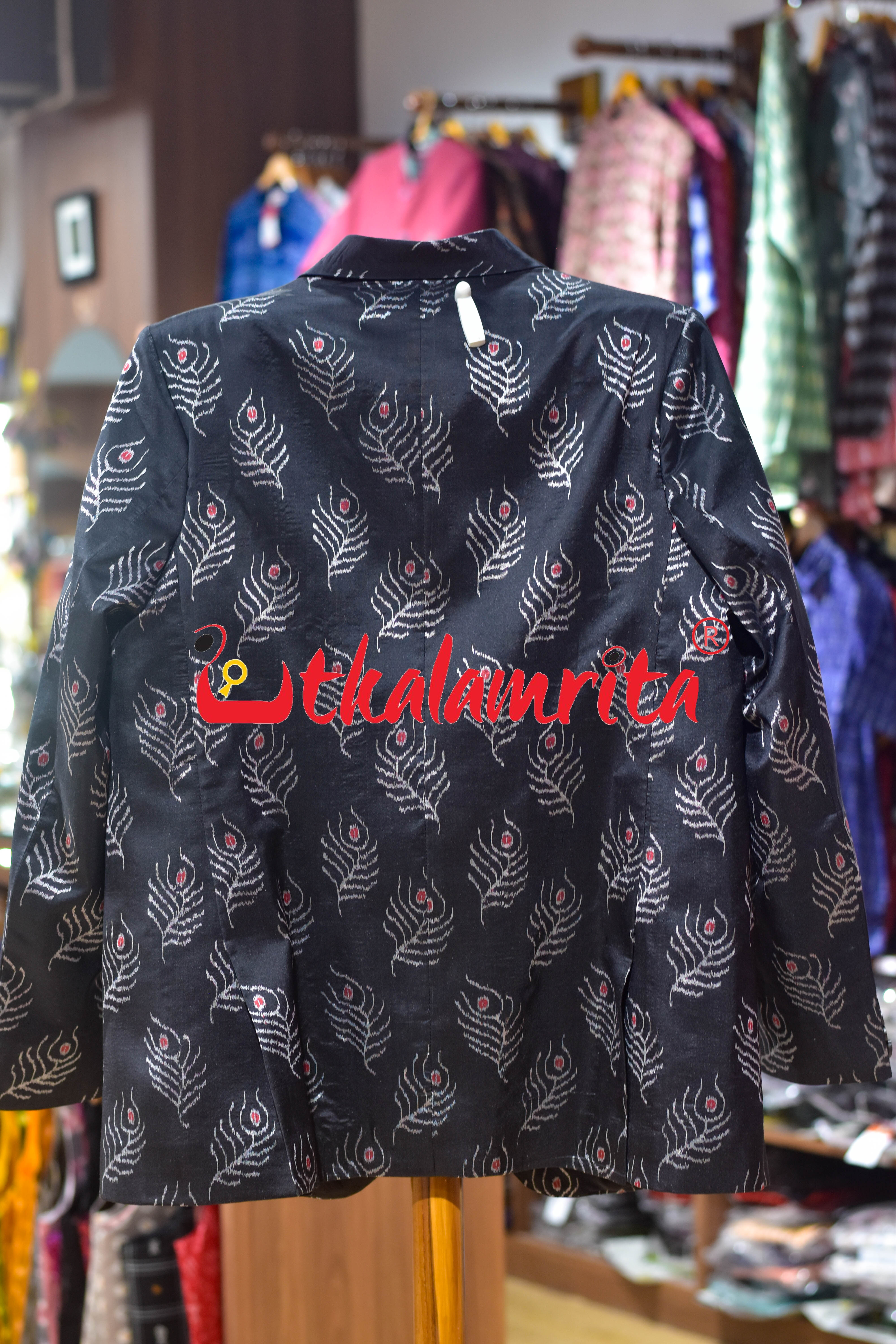 Black Mayurachandrika Sambalpuri Silk (Men's Blazer)