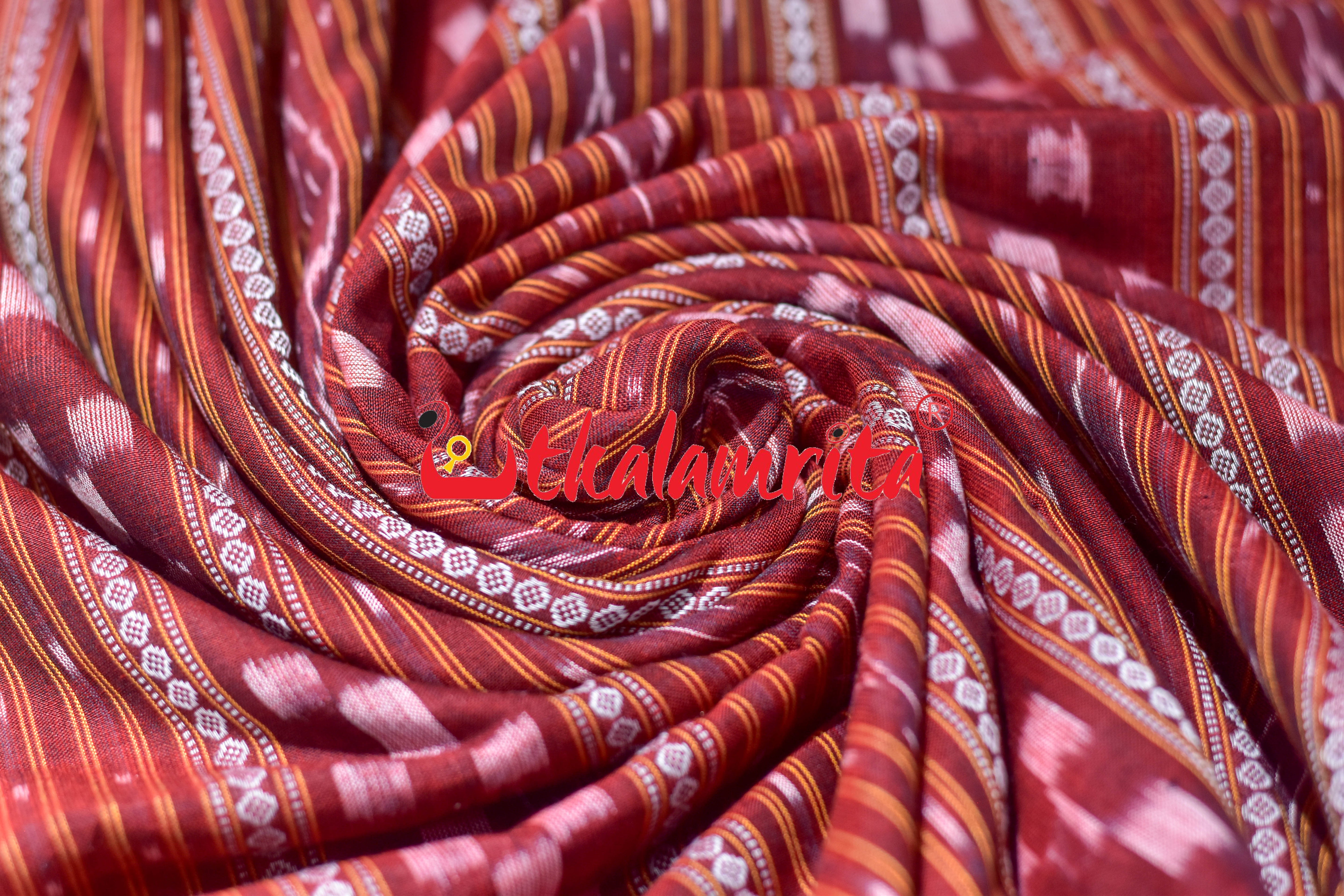 Maroon Pasapali Ikat Cotton (Fabric)