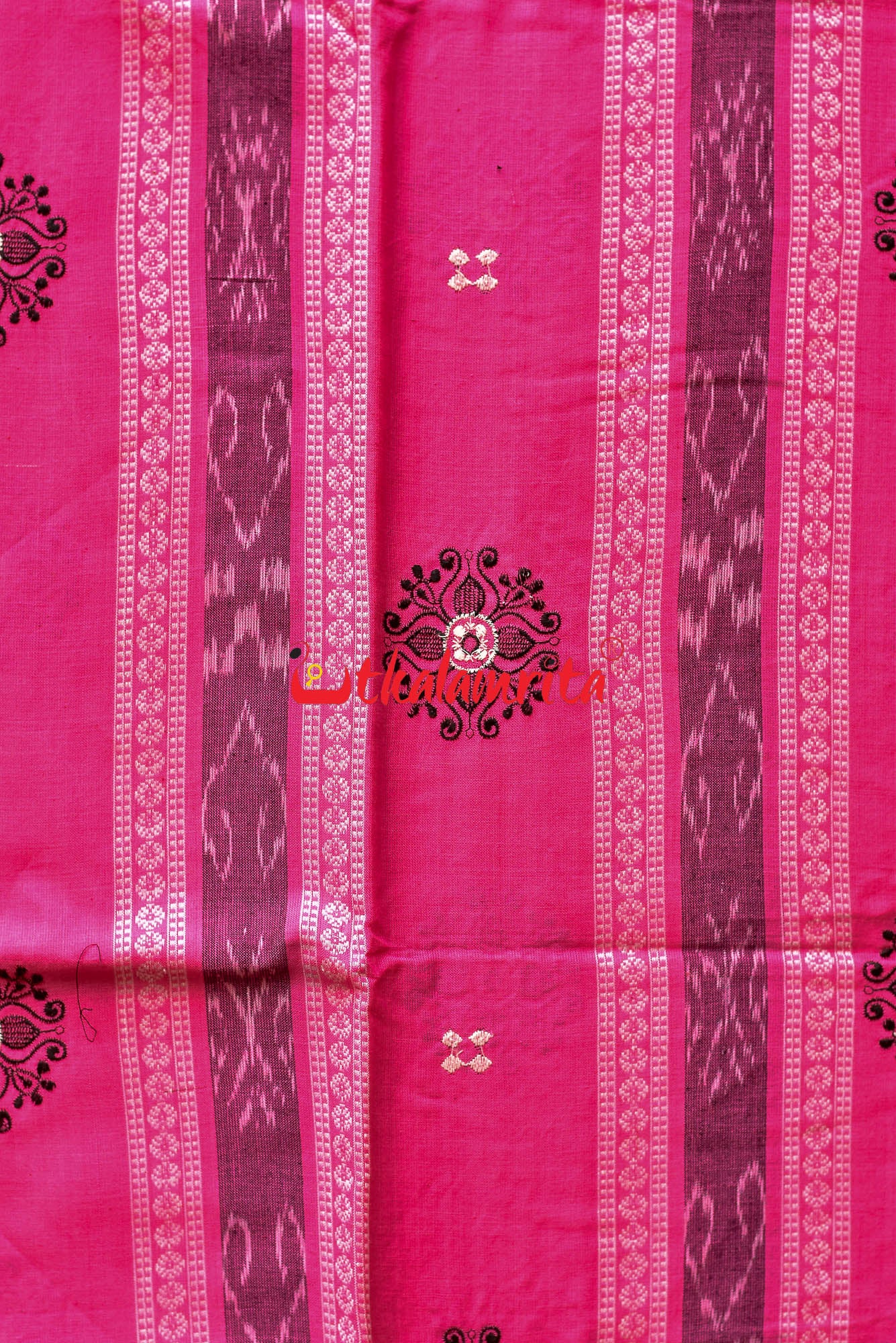Pink Black Phula Bomkai Dress Set