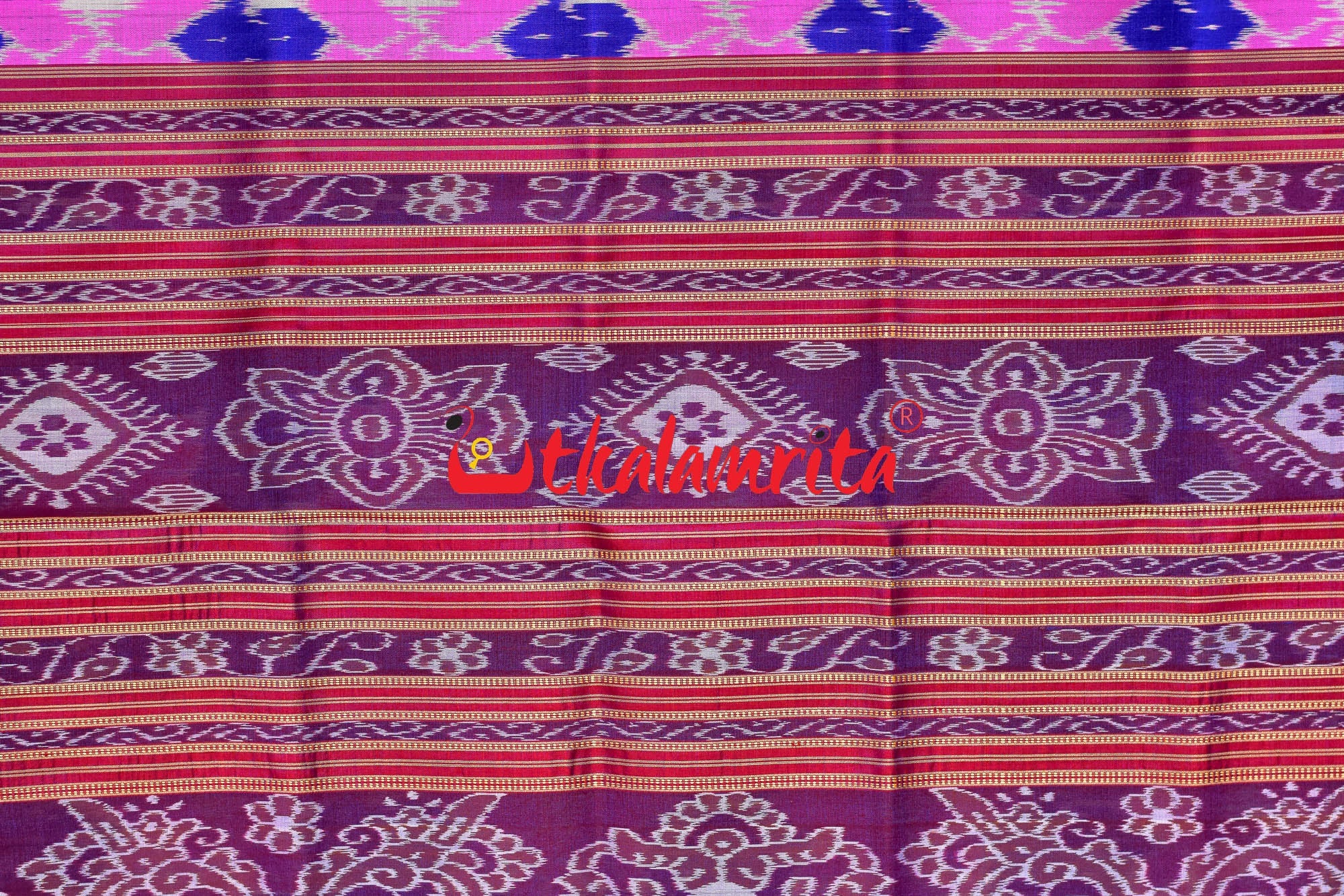 Blue Body Lotus Khandua Silk Saree