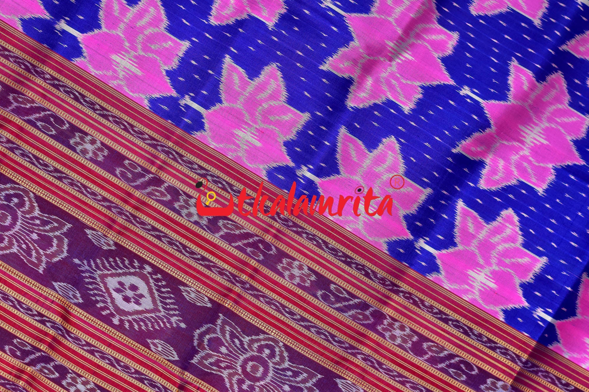 Blue Body Lotus Khandua Silk Saree