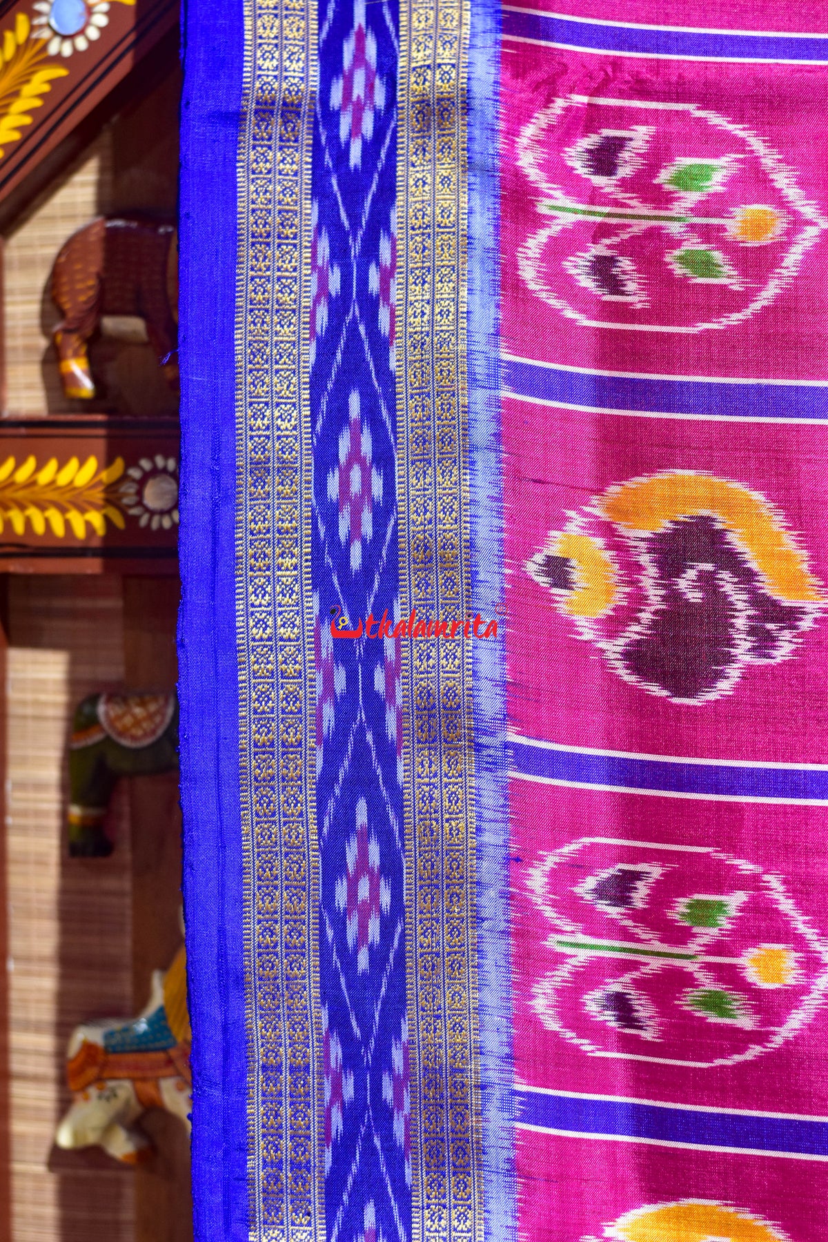 Magenta Blue Nabakothi Khandua Silk Saree