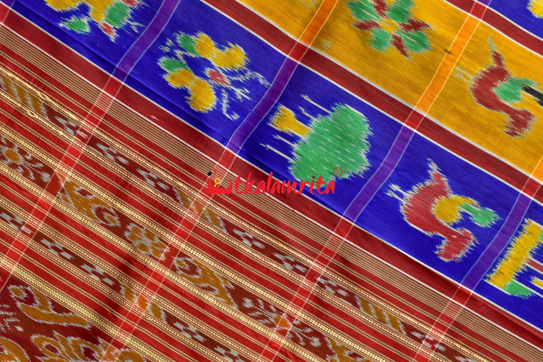 Golden Blue Nabarangi Silk Saree