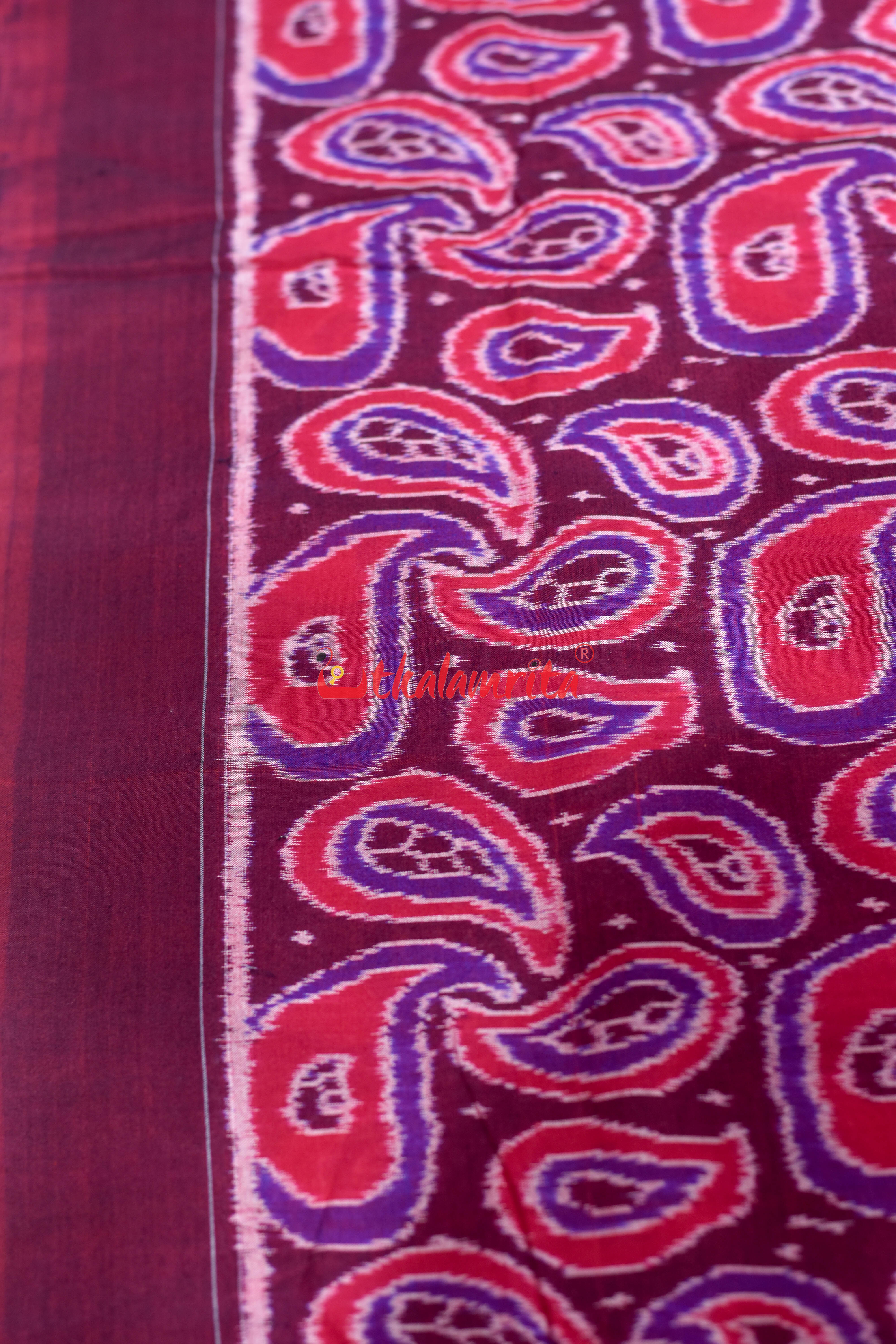 Maroon Red Amba Kasi Sambalpuri Cotton (Fabric)