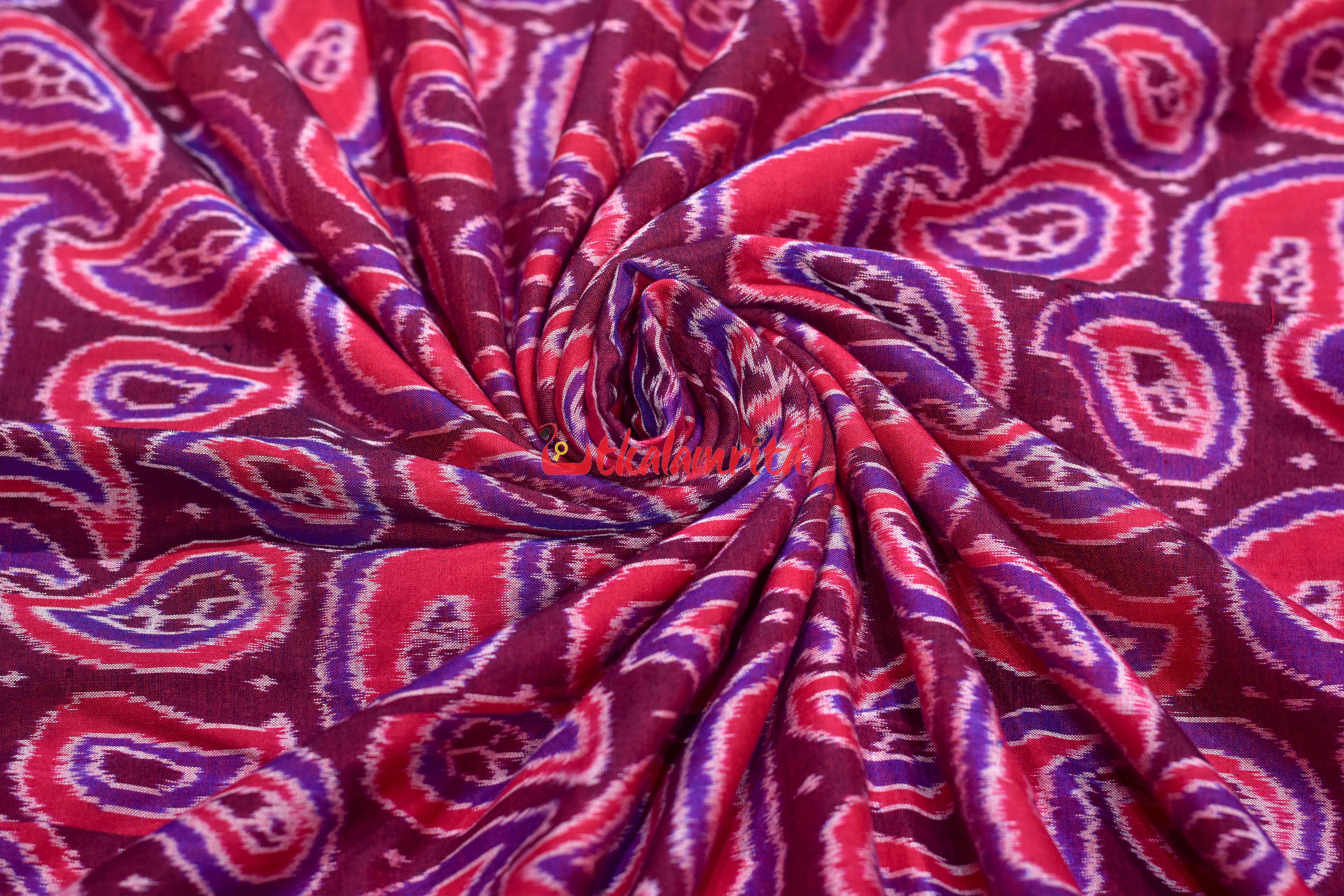 Maroon Red Amba Kasi Sambalpuri Cotton (Fabric)