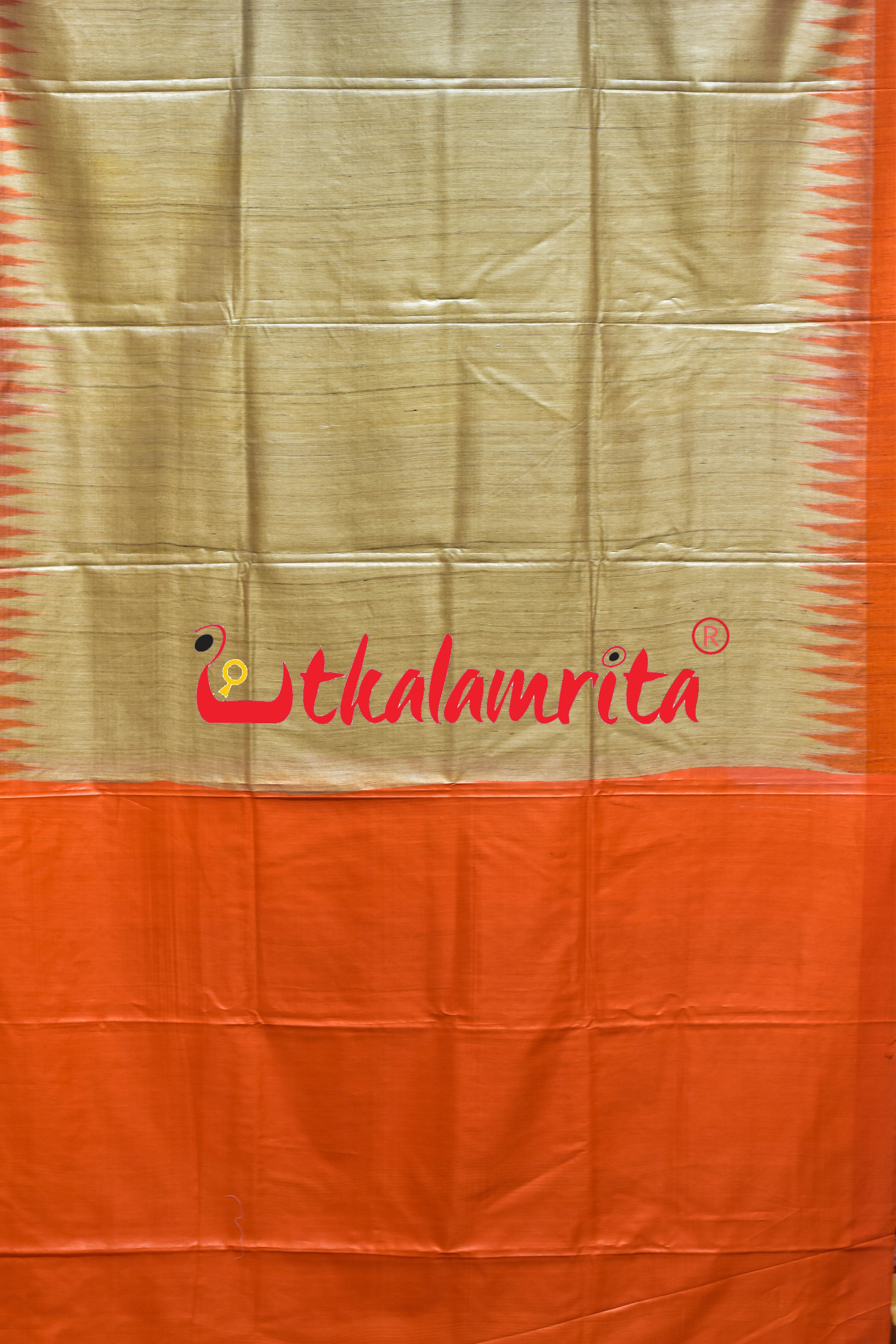 Natural Body Orange Border Gopalpur Tussar Silk Saree