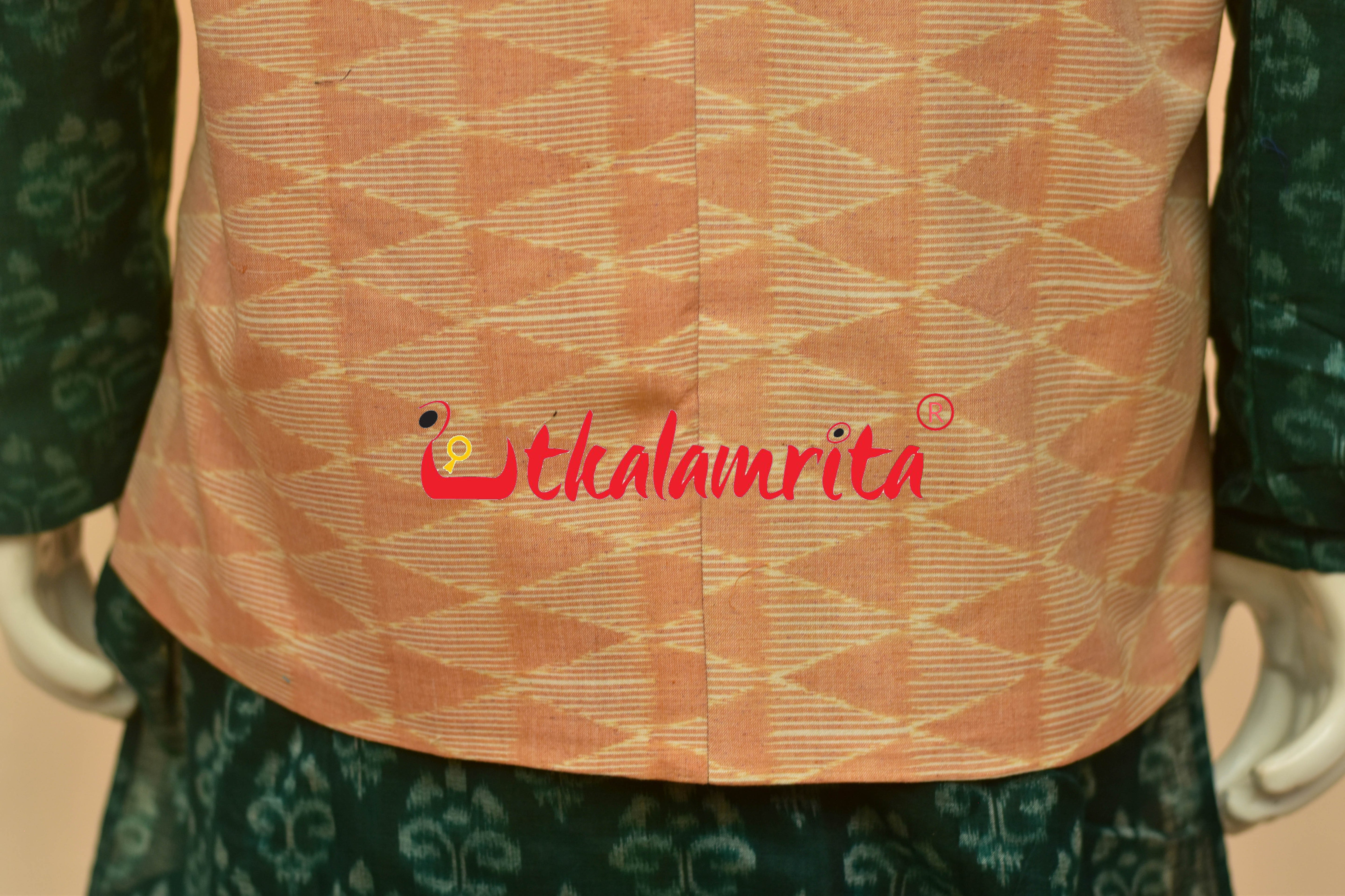 Peach Triangle Lines Ikat (Modi Jacket)