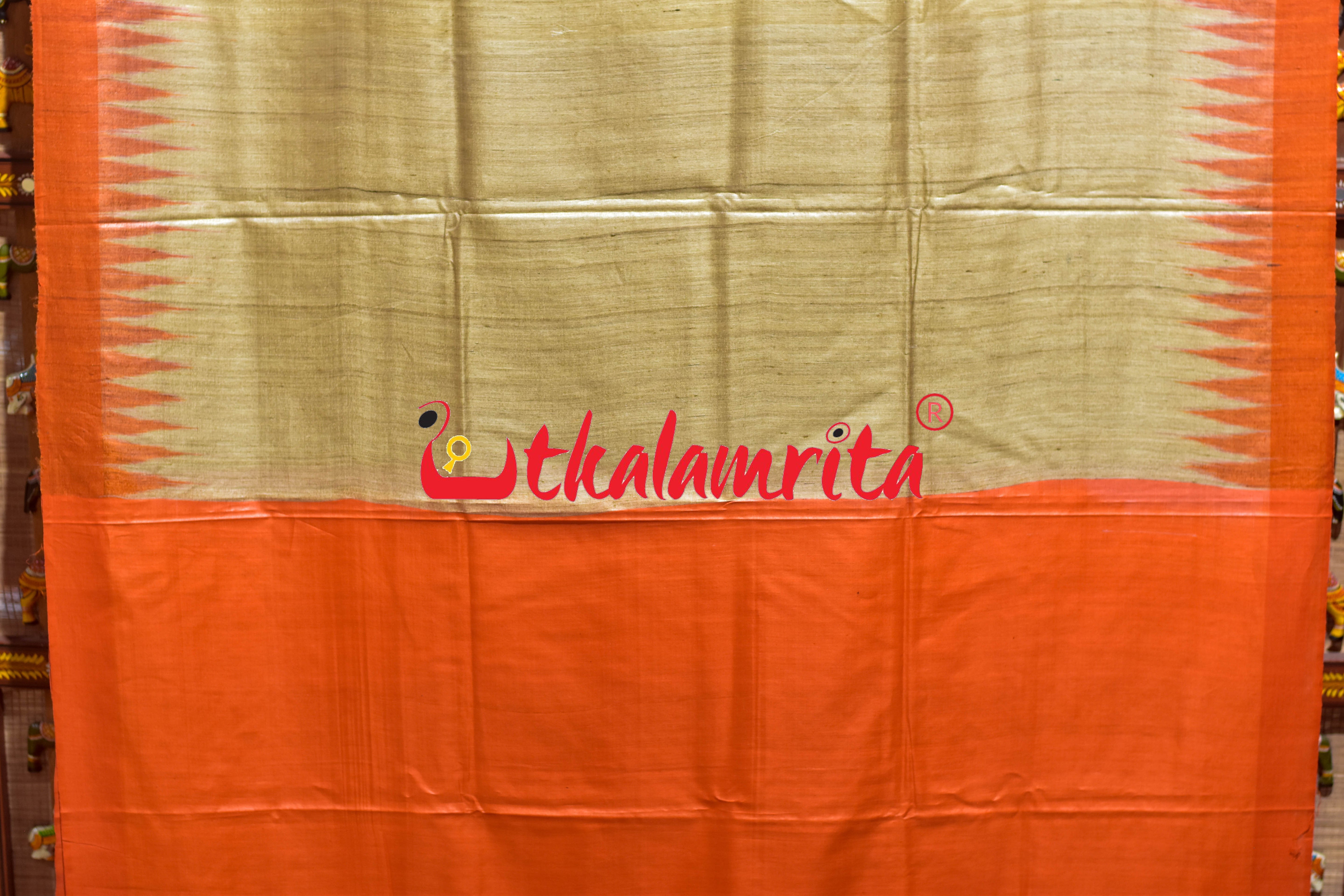 Natural Body Orange Border Gopalpur Tussar Silk Saree