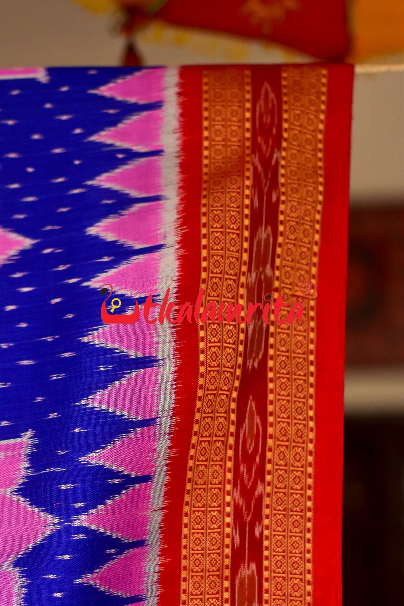 Blue Body Lotus Khandua Silk Saree