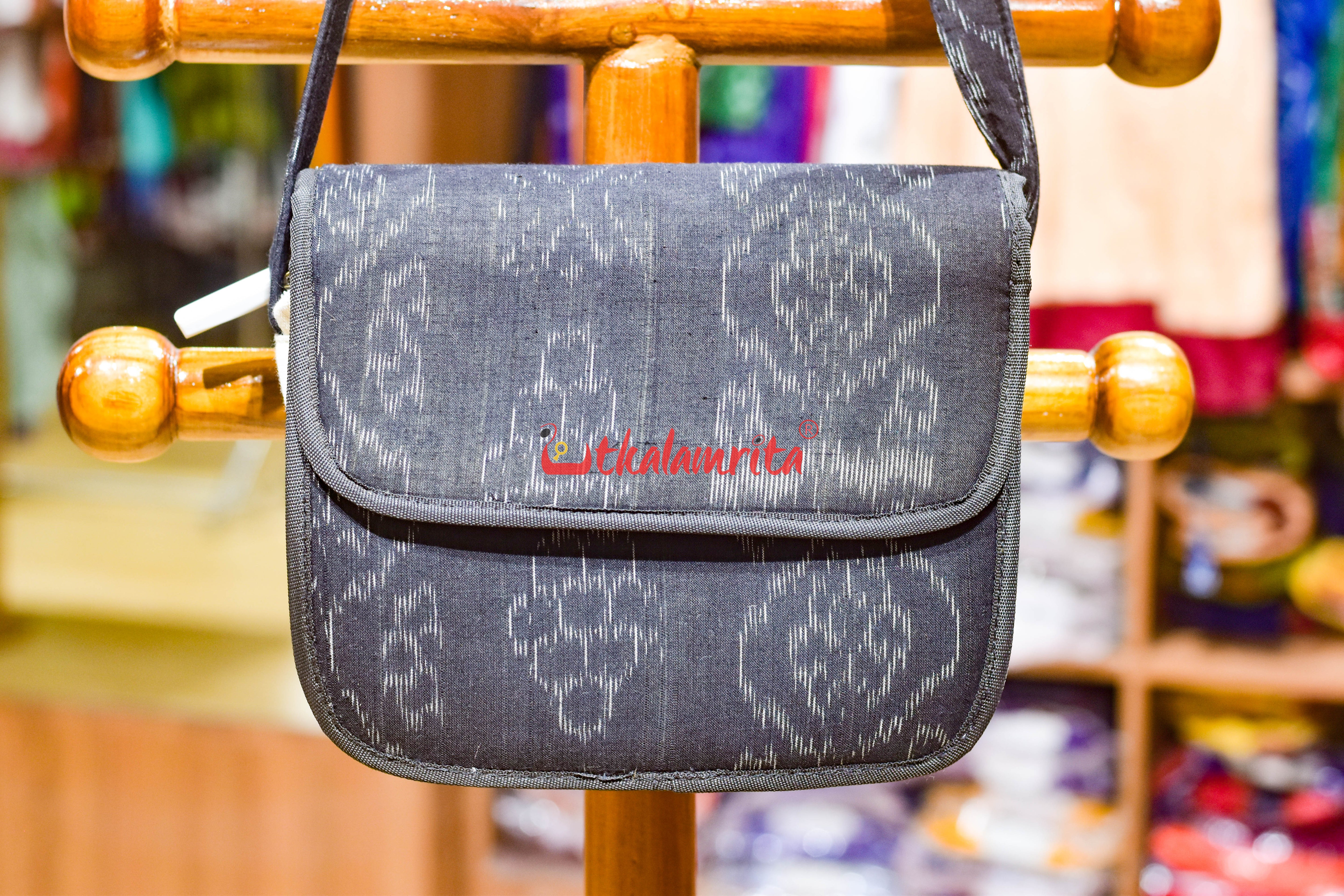 Black Flower Bandha Button Sling Bag