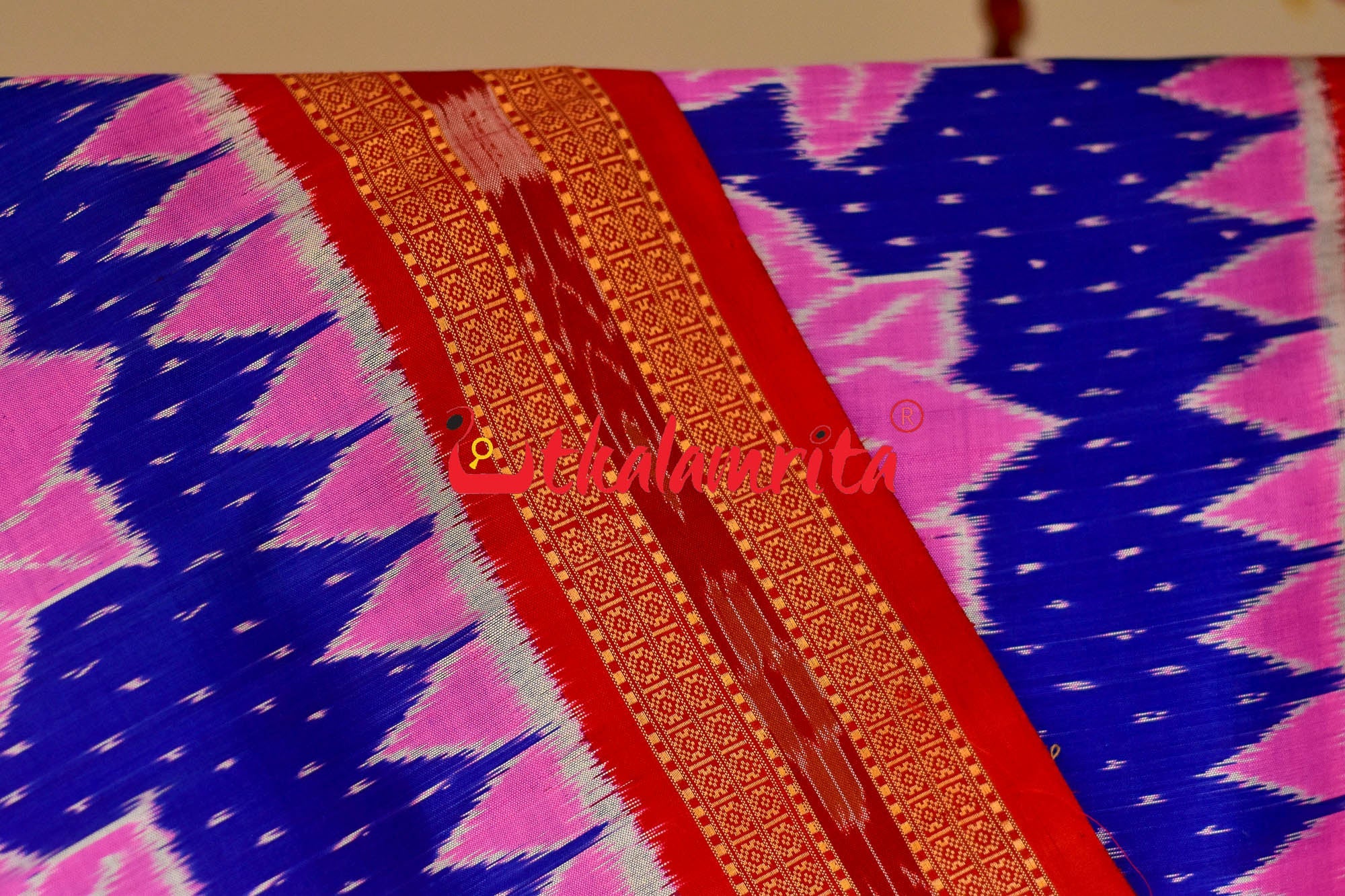 Blue Body Lotus Khandua Silk Saree