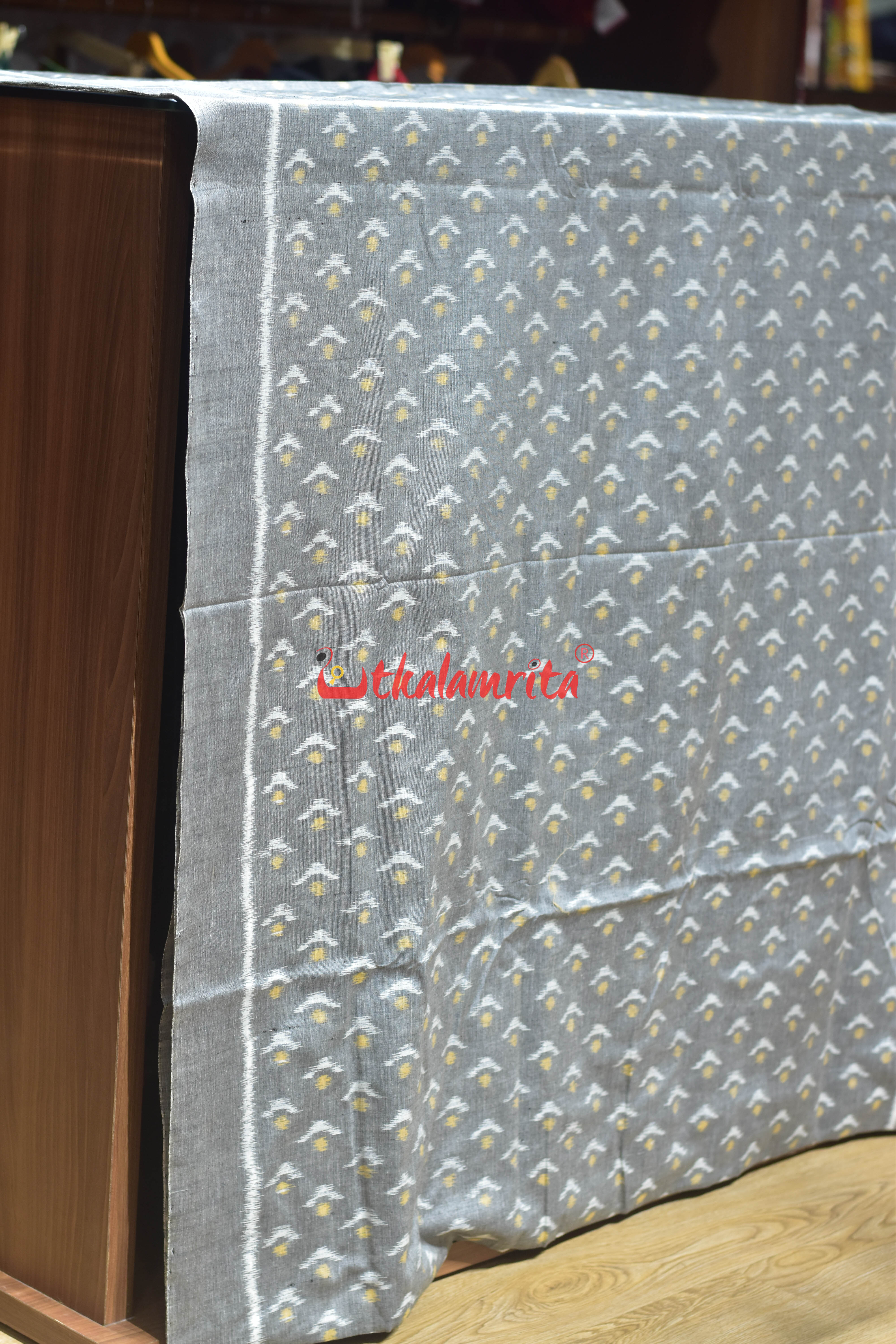 Grey Yellow Chandrika Ikat Cotton (Fabric)