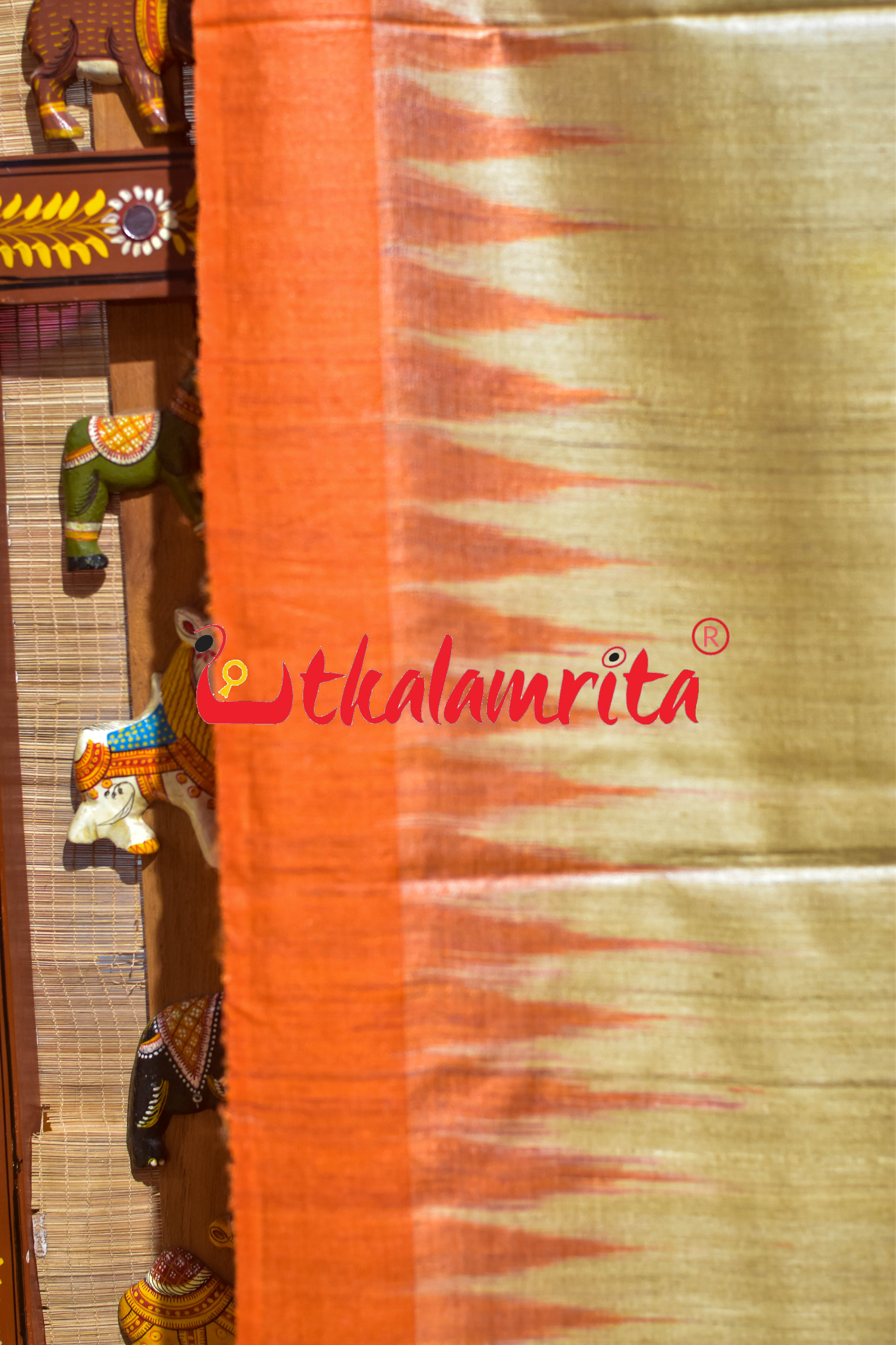 Natural Body Orange Border Gopalpur Tussar Silk Saree