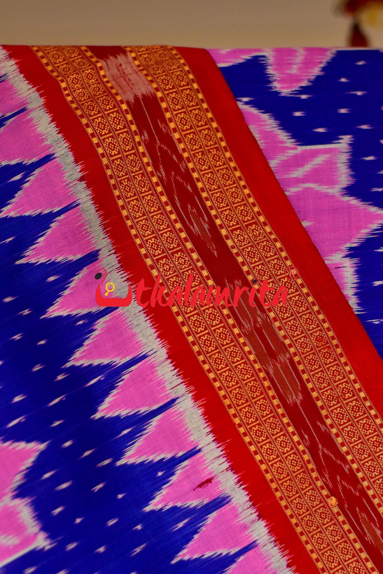 Blue Body Lotus Khandua Silk Saree