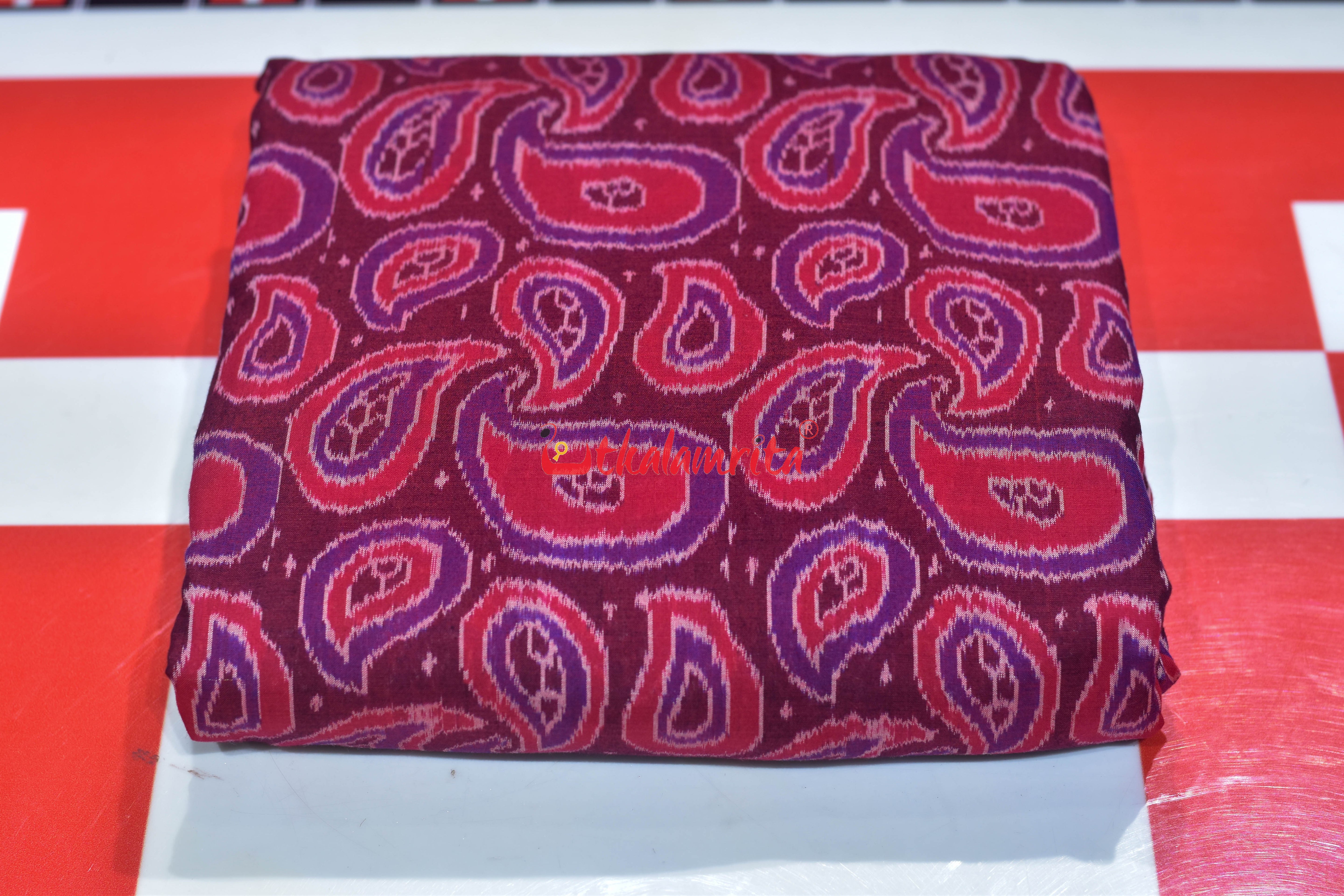 Maroon Red Amba Kasi Sambalpuri Cotton (Fabric)