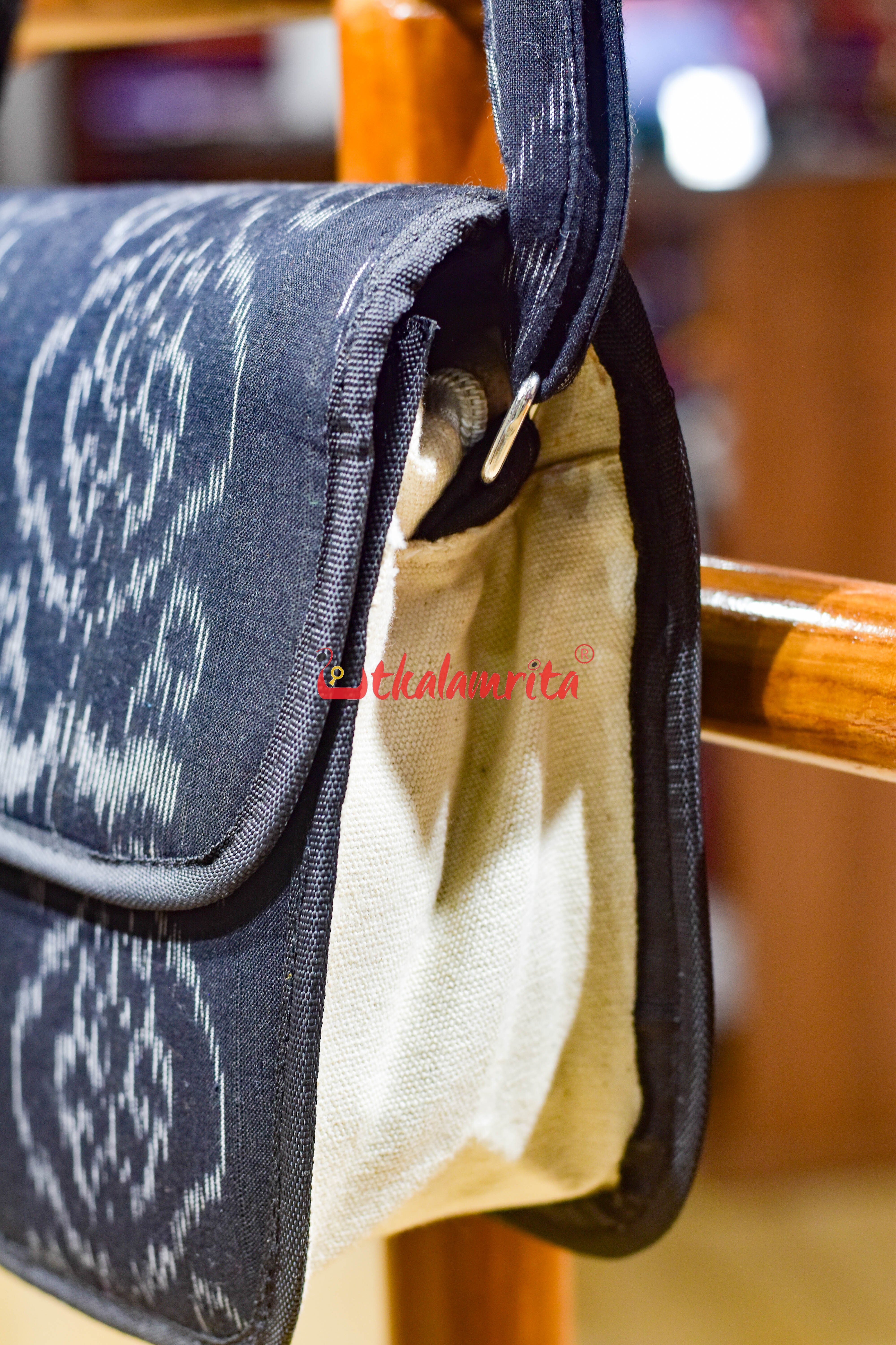 Black Flower Bandha Button Sling Bag