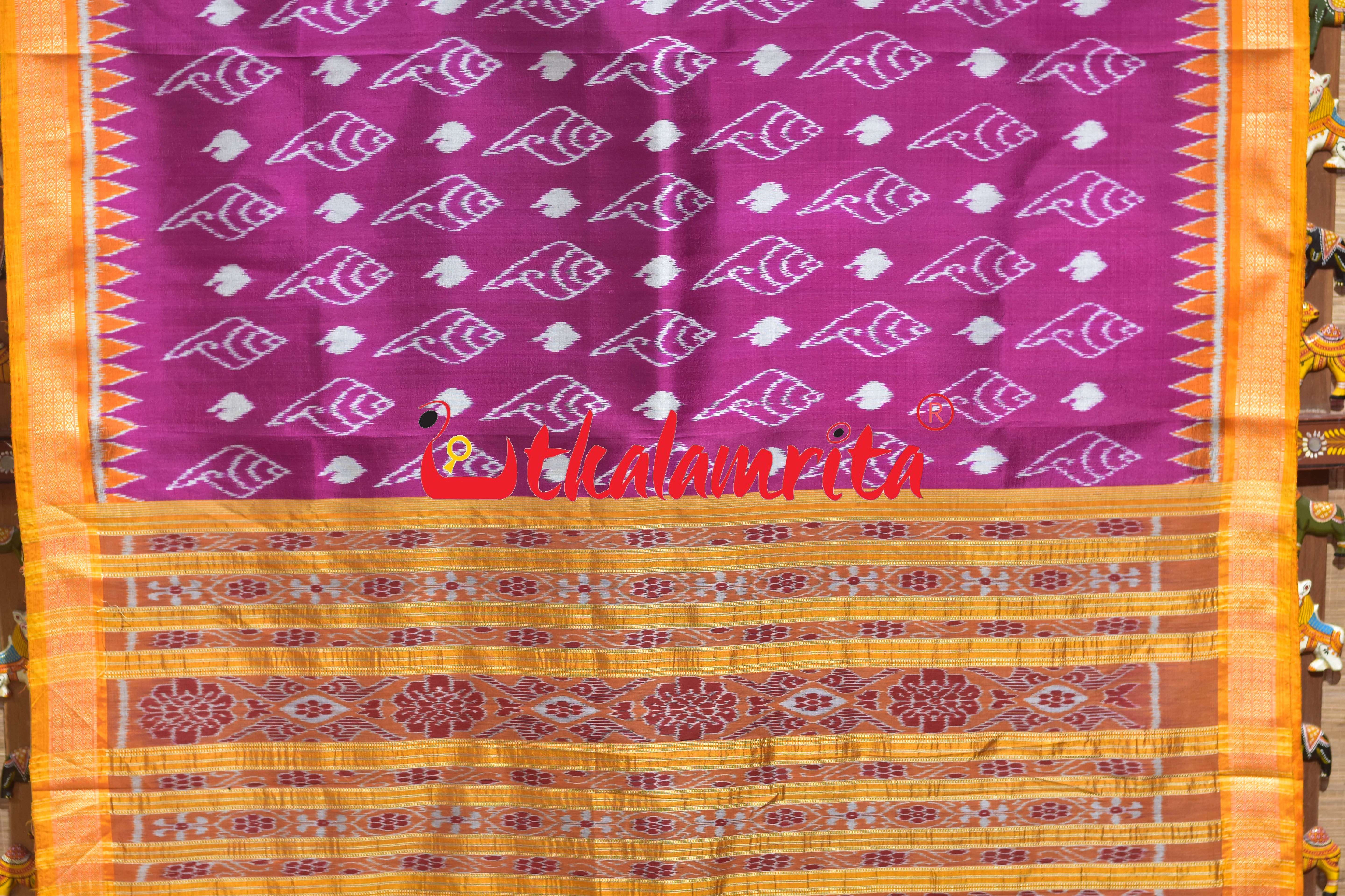 Rani Sankha with Yellow Border Khandua Silk Saree
