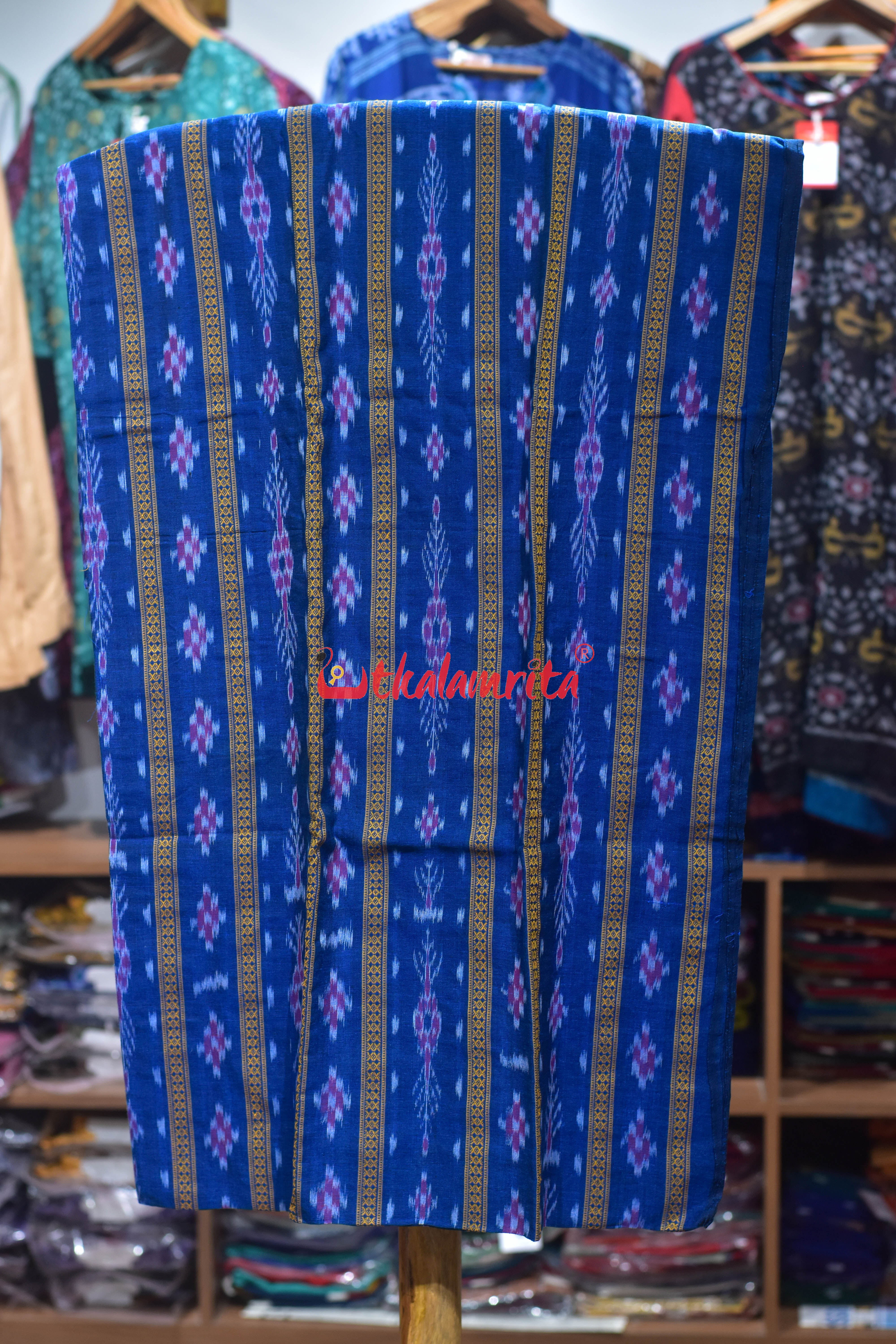 Teal Blue with Yellow Pasapali Long Flower Dress Set