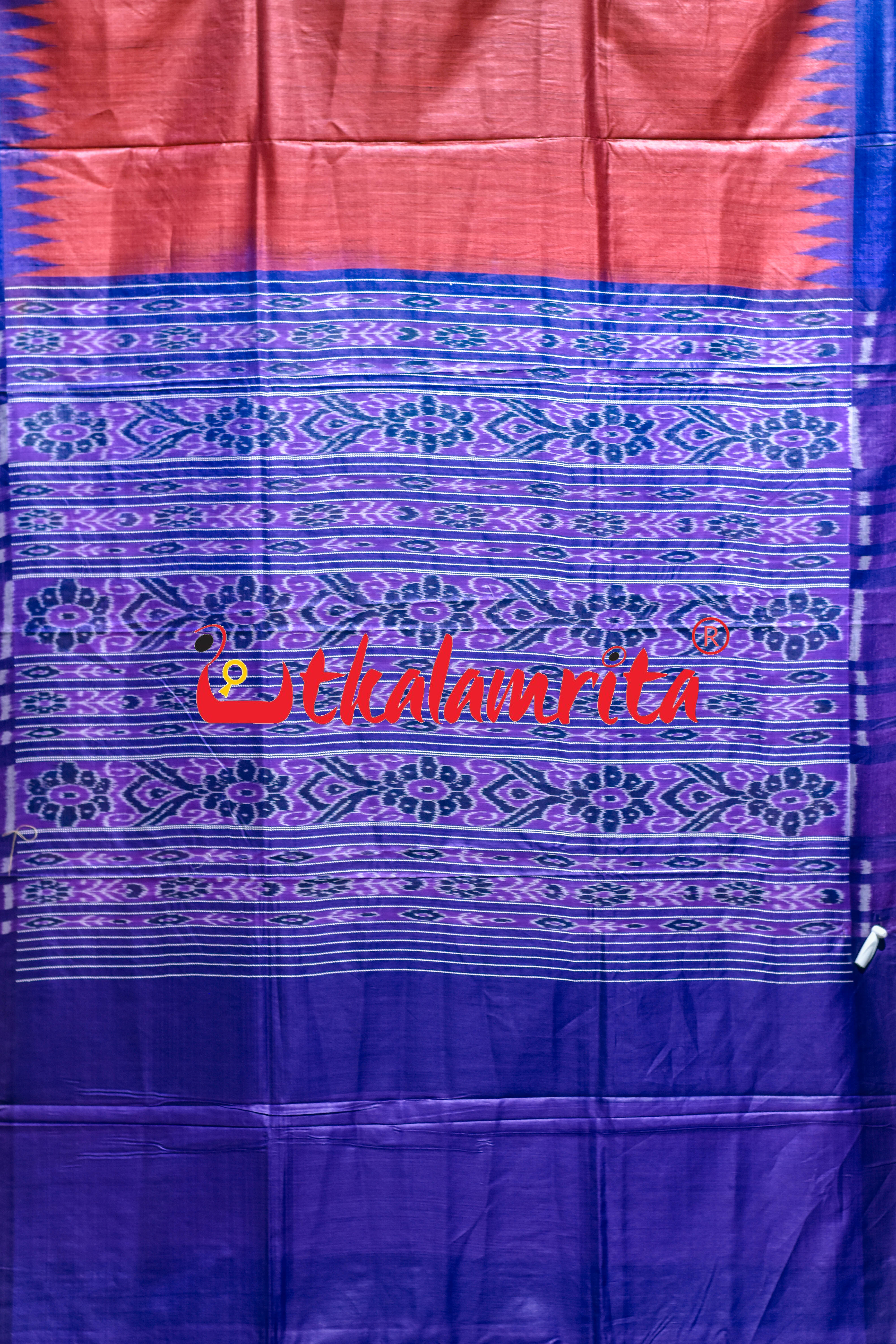 Red Blue Gopalpur Tussar Silk Saree