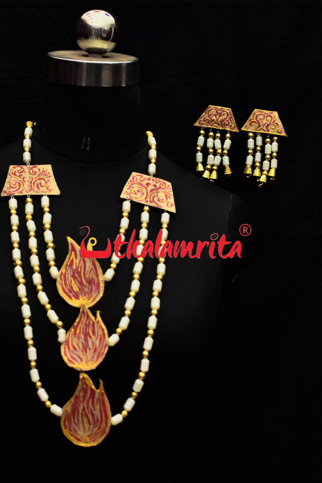 3 Strand Of Agni Pattachitra Jewellery Set
