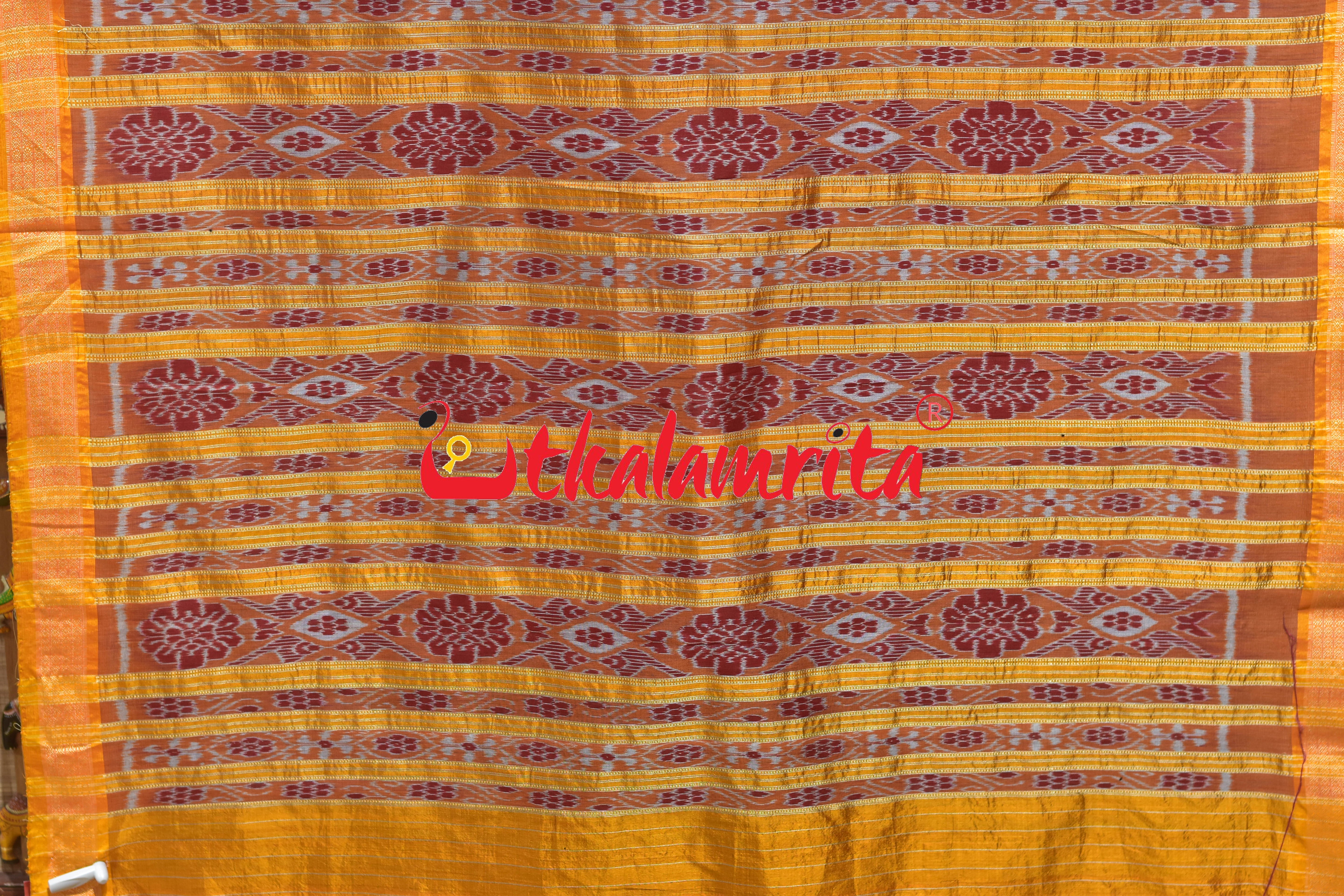 Rani Sankha with Yellow Border Khandua Silk Saree