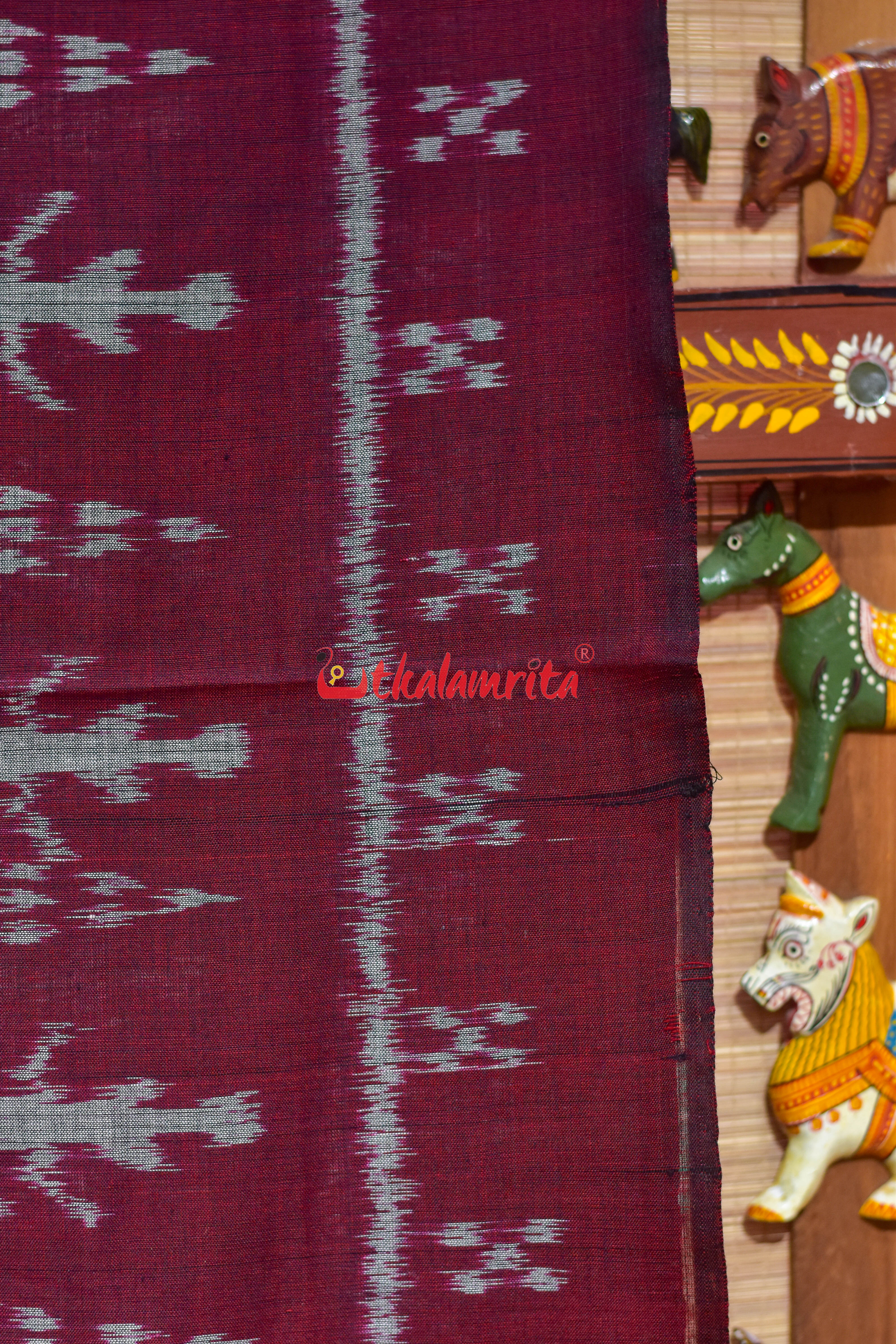 Maroon Thikiri Gacha Design Khandua Cotton Saree