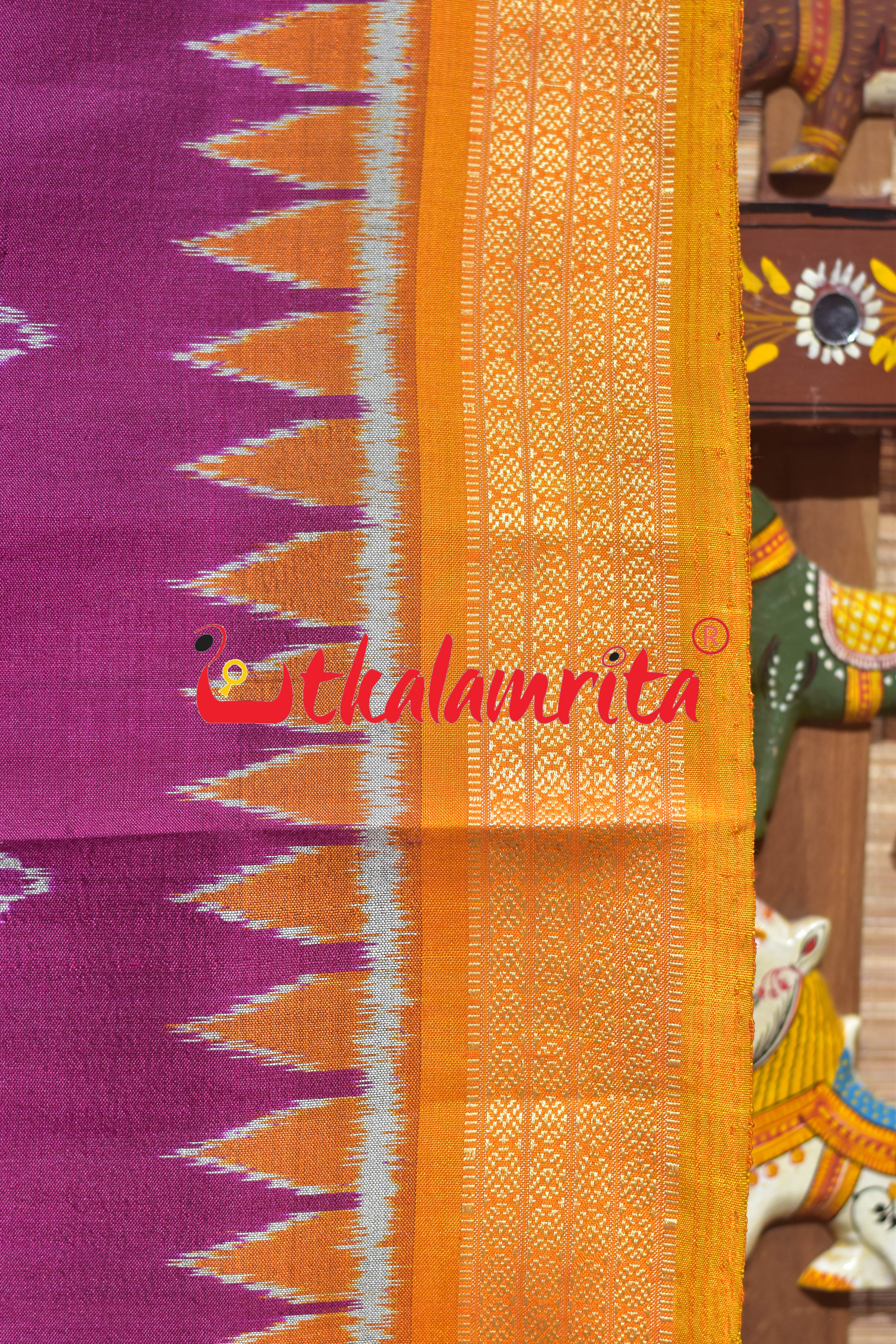 Rani Sankha with Yellow Border Khandua Silk Saree