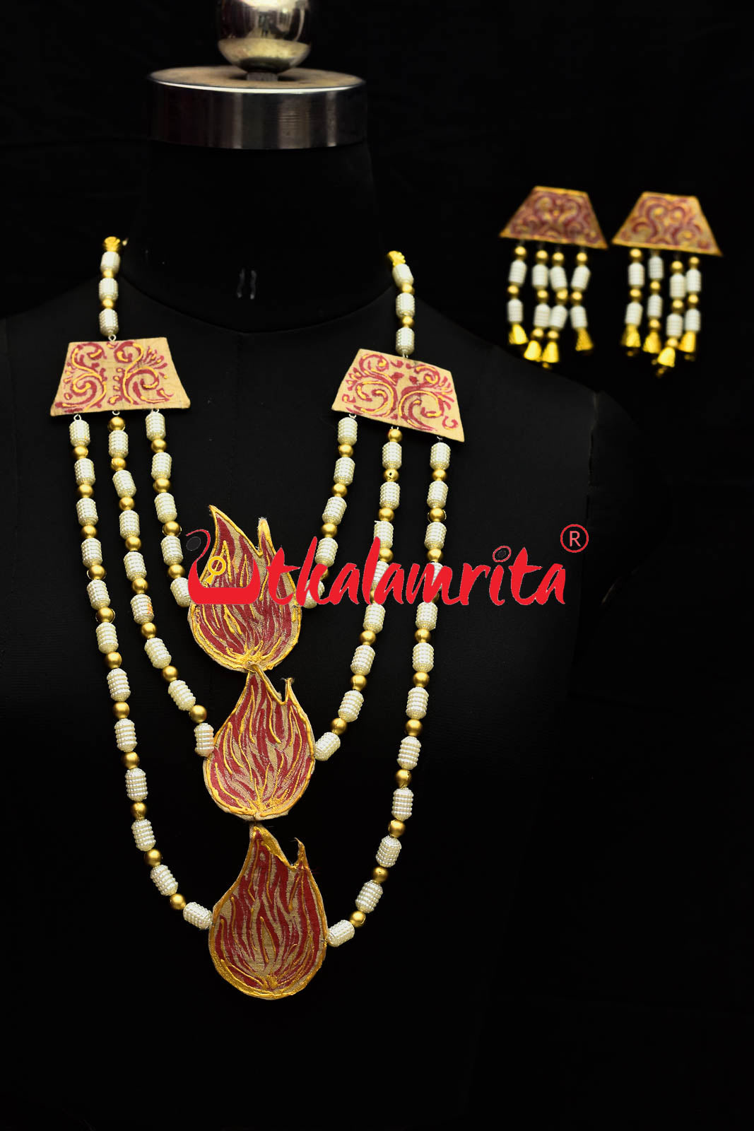 3 Strand Of Agni Pattachitra Jewellery Set